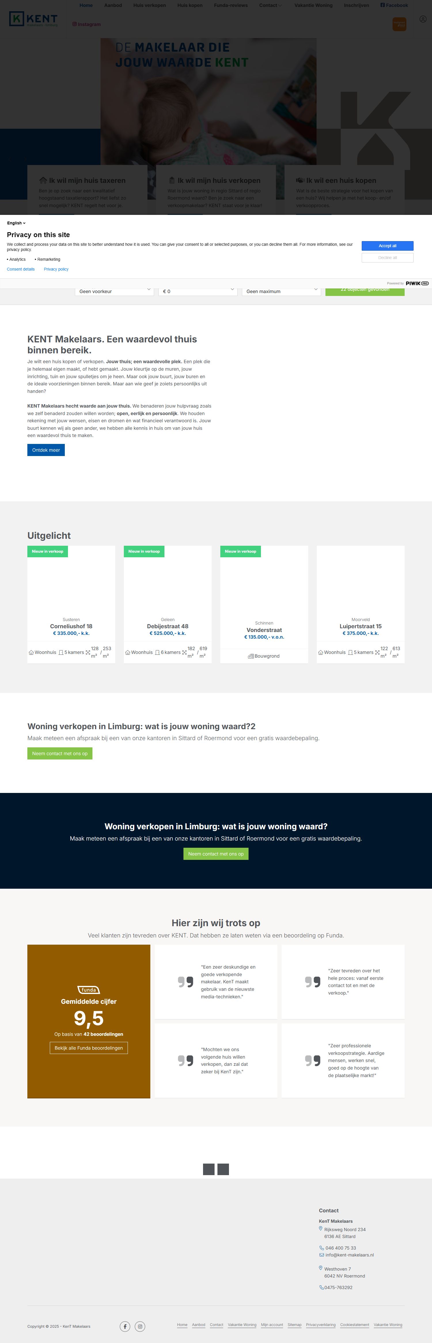 Screenshot of the website of www.kent-makelaars.nl