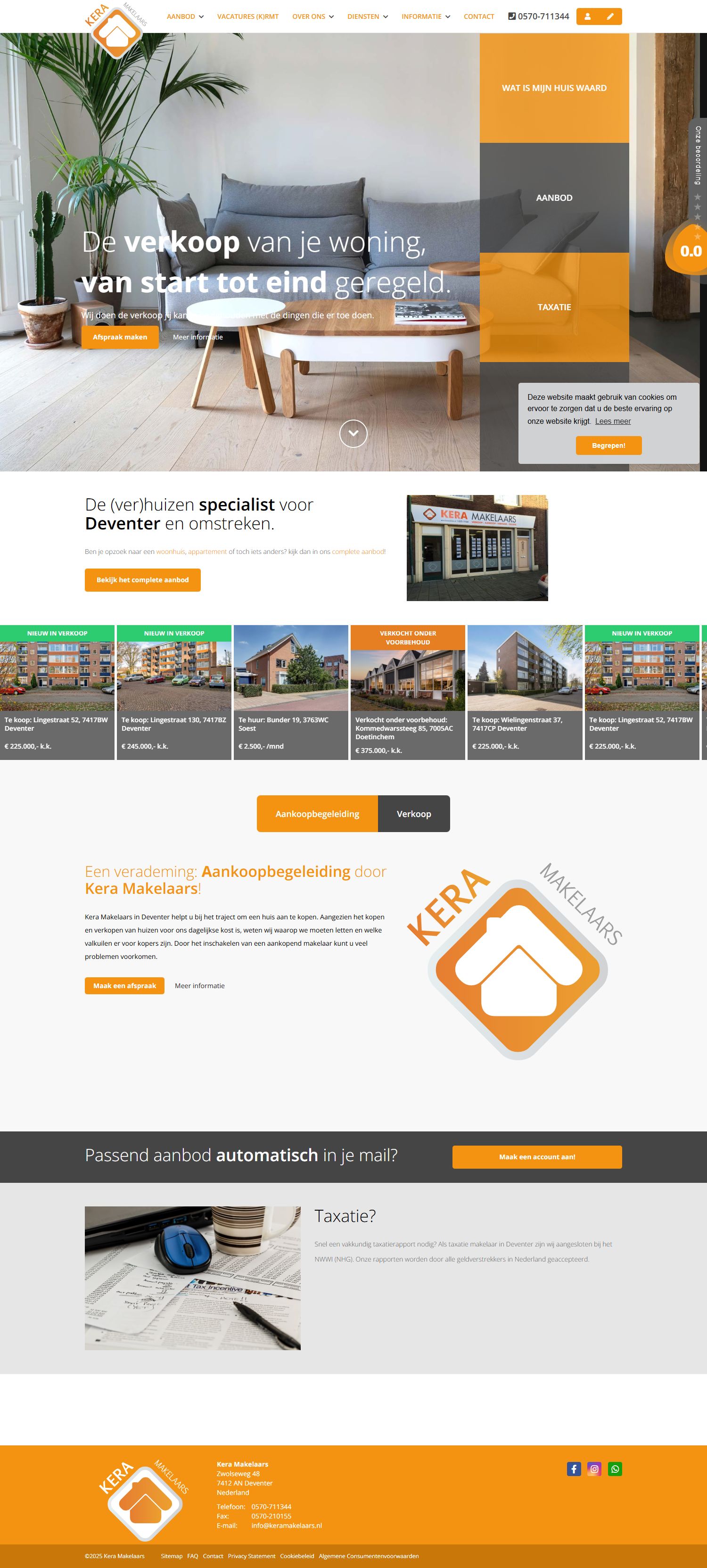 Screenshot of the website of www.keramakelaars.nl
