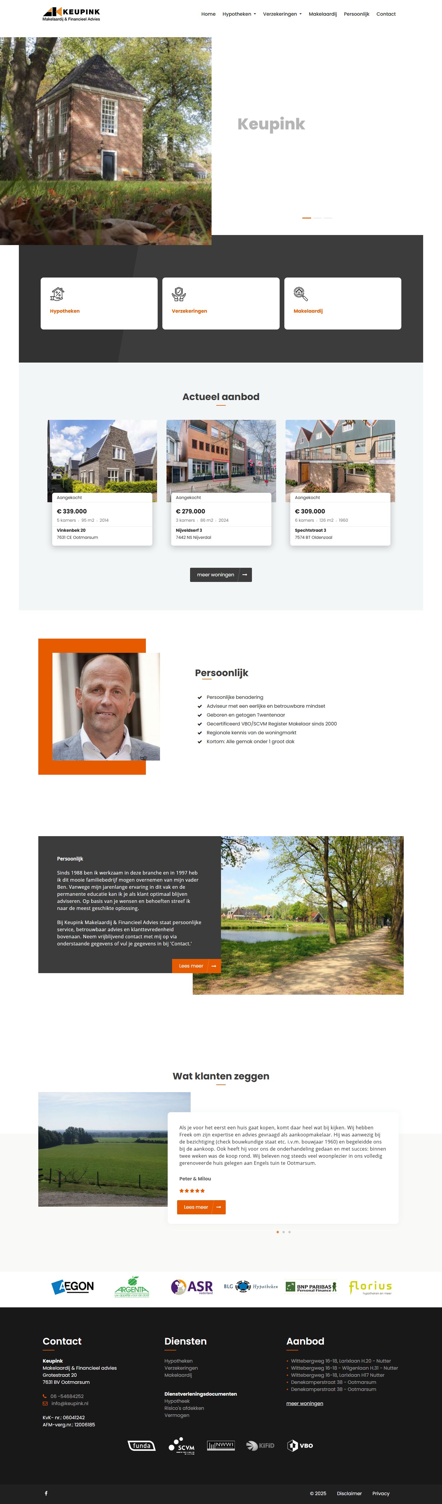 Screenshot van de website van www.keupink.nl