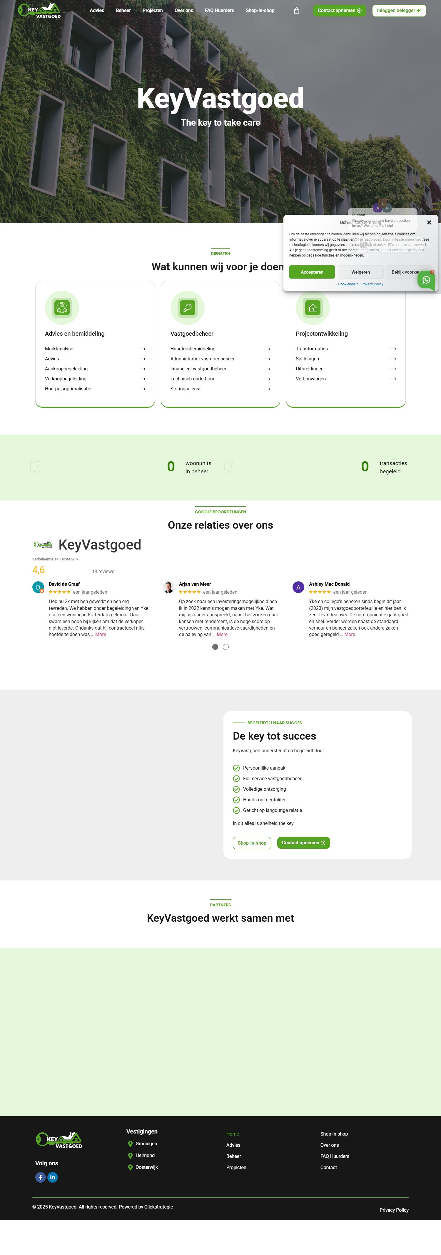 Screenshot van de website van keyvastgoed.nl