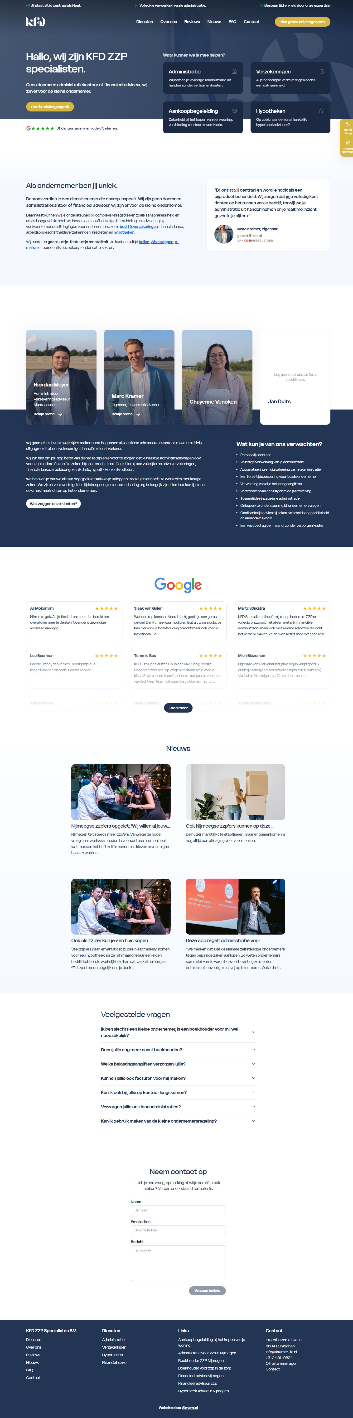 Screenshot van de website van www.kramer-fd.nl