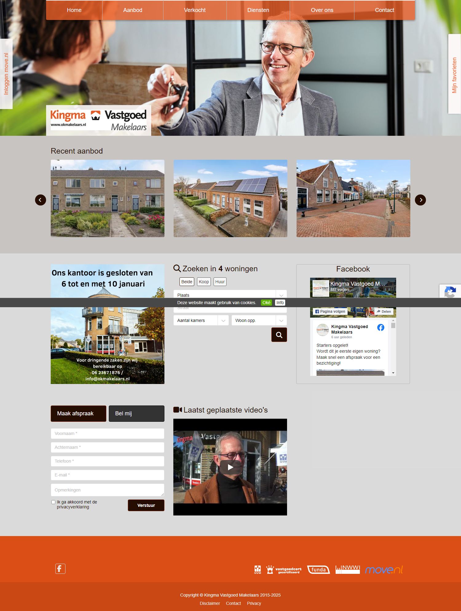 Screenshot van de website van www.okmakelaars.nl