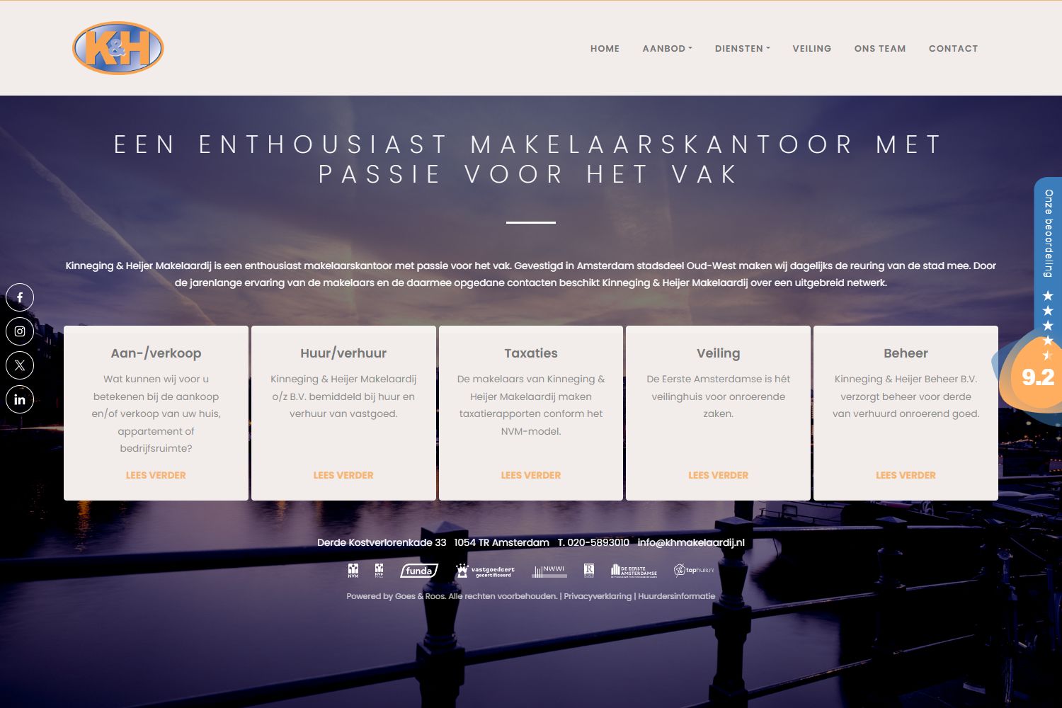 Screenshot van de website van www.khmakelaardij.nl