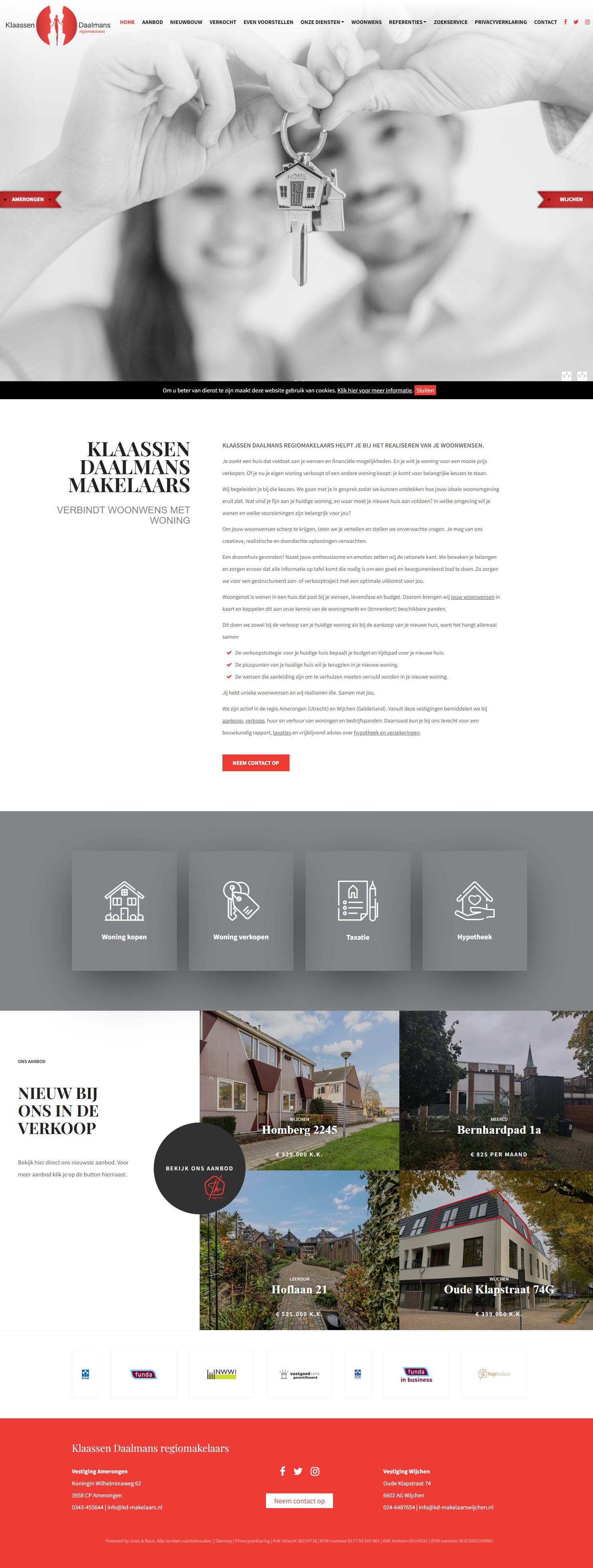 Screenshot van de website van www.kd-makelaars.nl