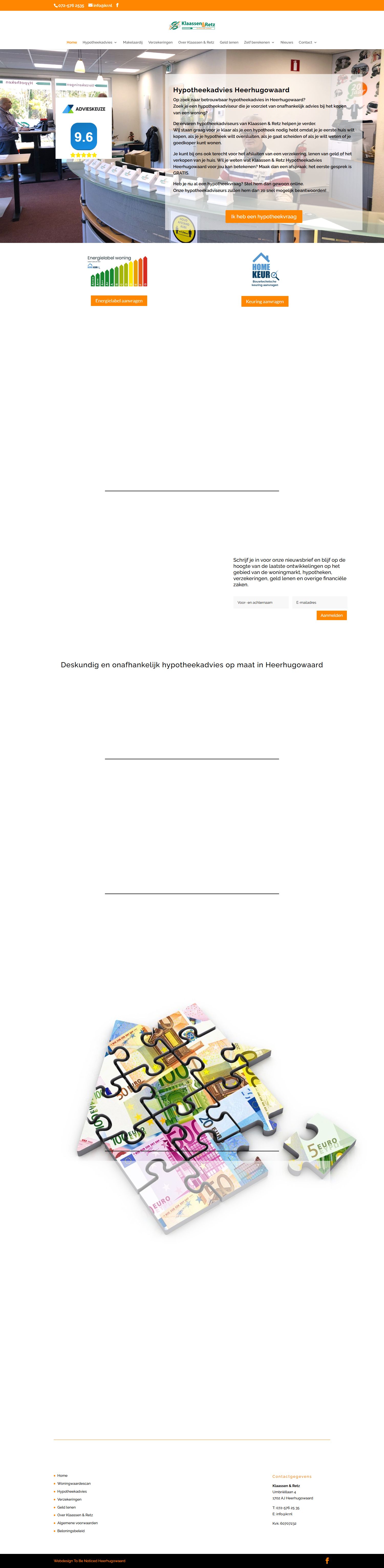 Screenshot van de website van www.kr.nl