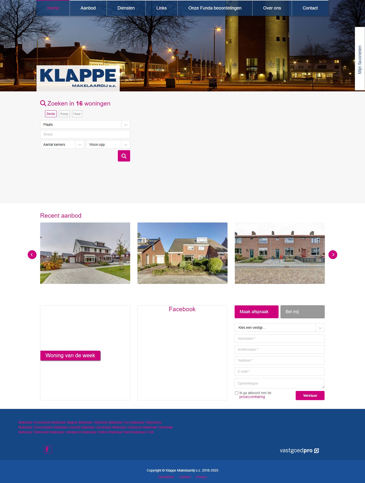 Screenshot van de website van www.klappemakelaardij.nl