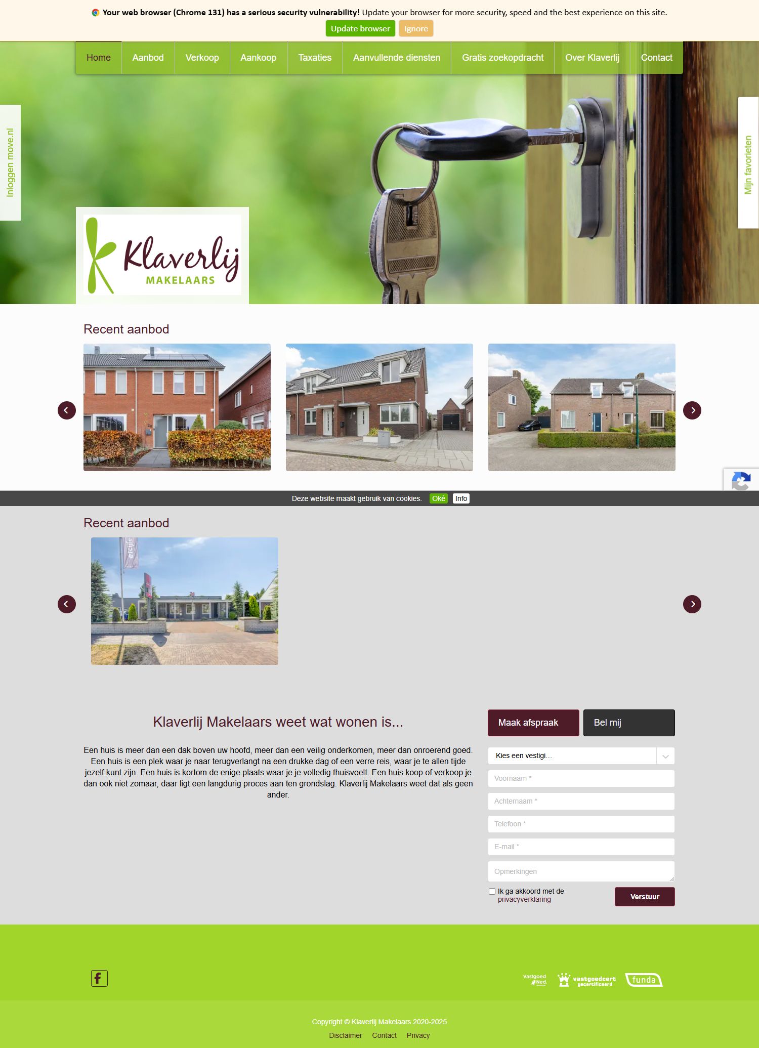Capture d'écran du site web de www.klaverlij.nl