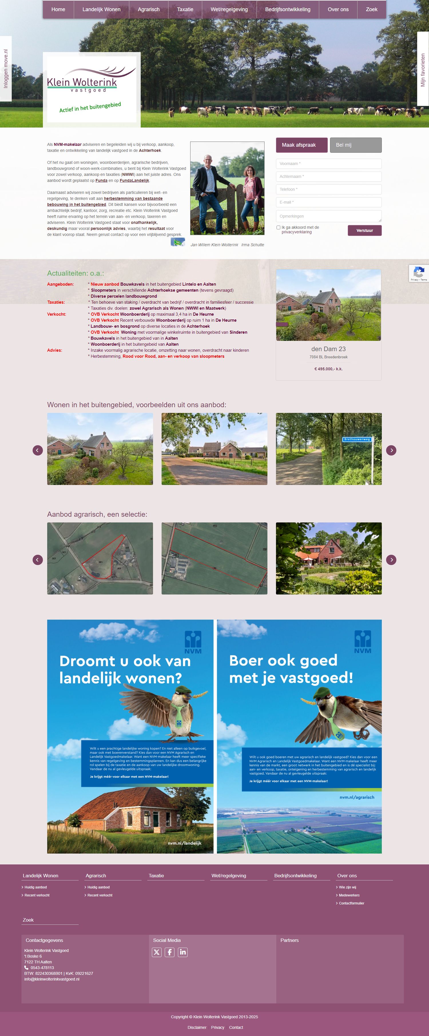 Screenshot van de website van www.kleinwolterinkvastgoed.nl