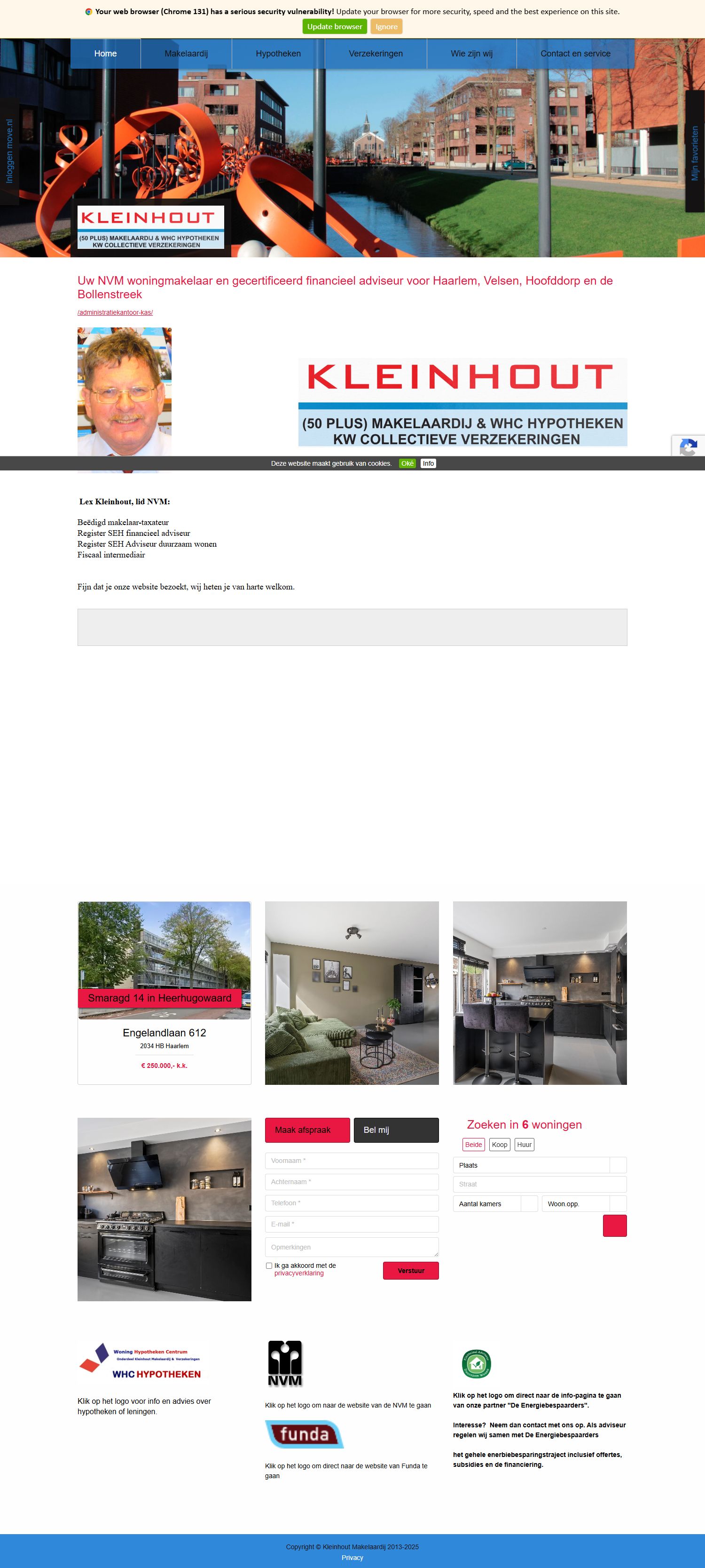 Capture d'écran du site web de www.kleinhout.nl