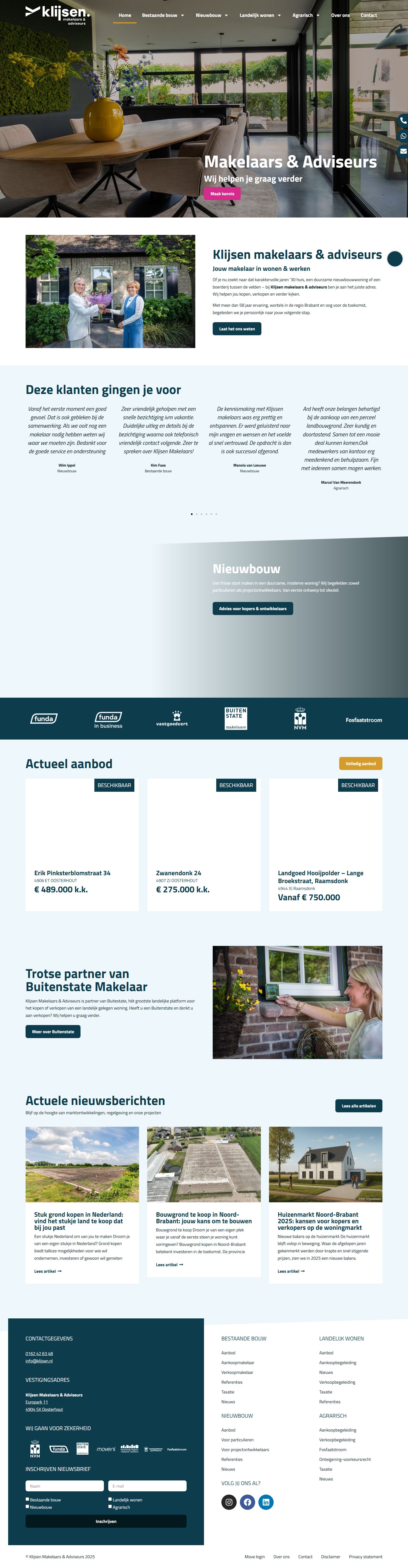 Screenshot of the website of www.klijsen.nl