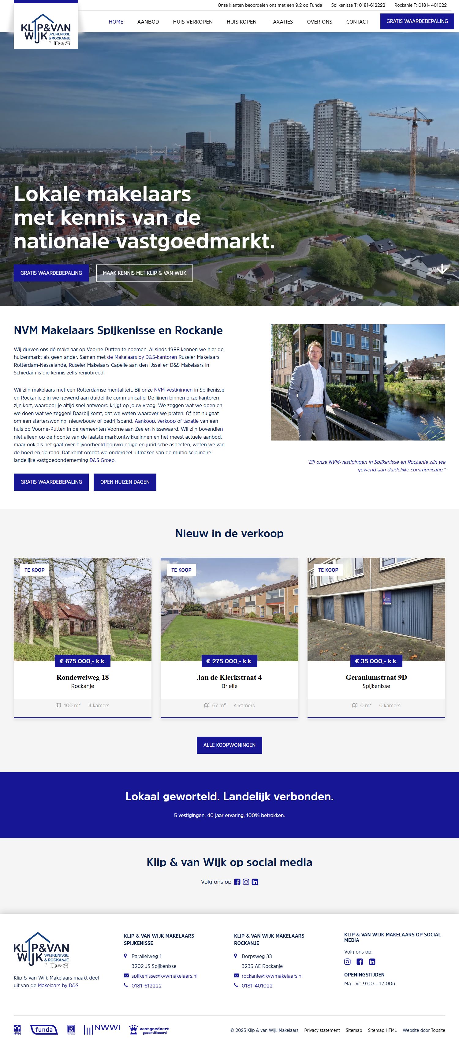 Screenshot of the website of www.kvwmakelaars.nl