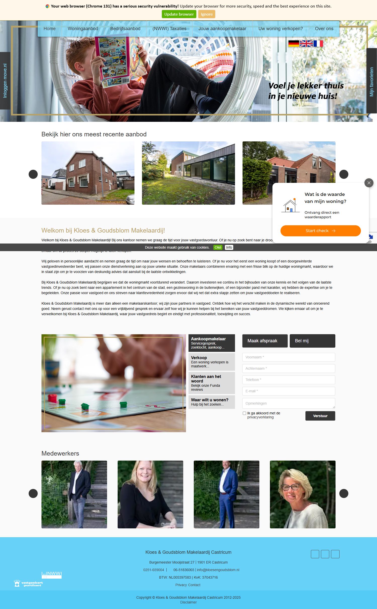 Screenshot of the website of www.kloesengoudsblom.nl