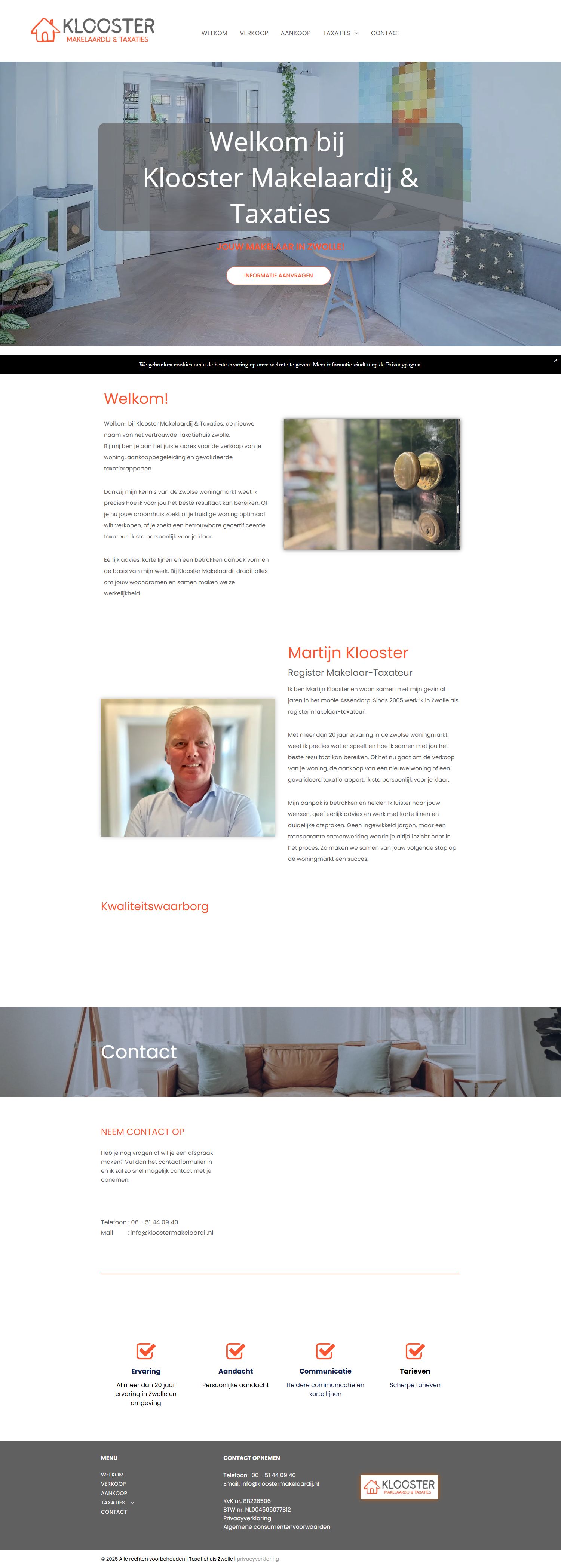 Screenshot van de website van www.kloostermakelaardij.nl
