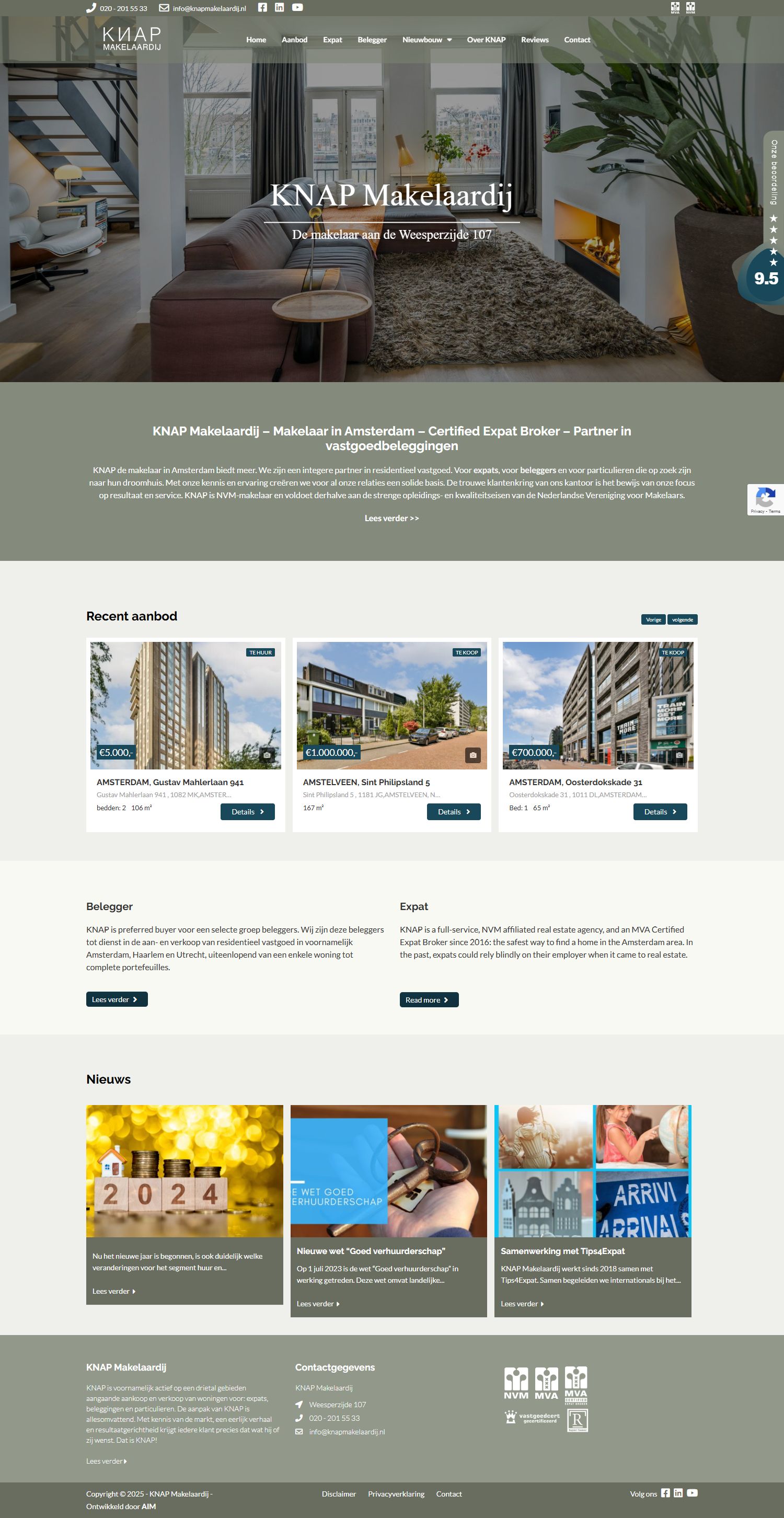 Capture d'écran du site web de www.knapmakelaardij.nl