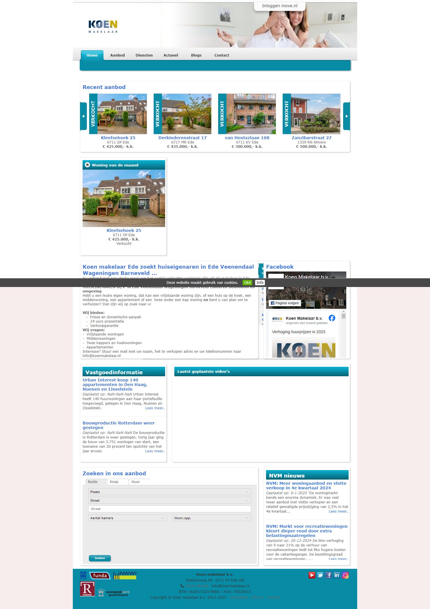 Screenshot van de website van www.koenmakelaar.nl