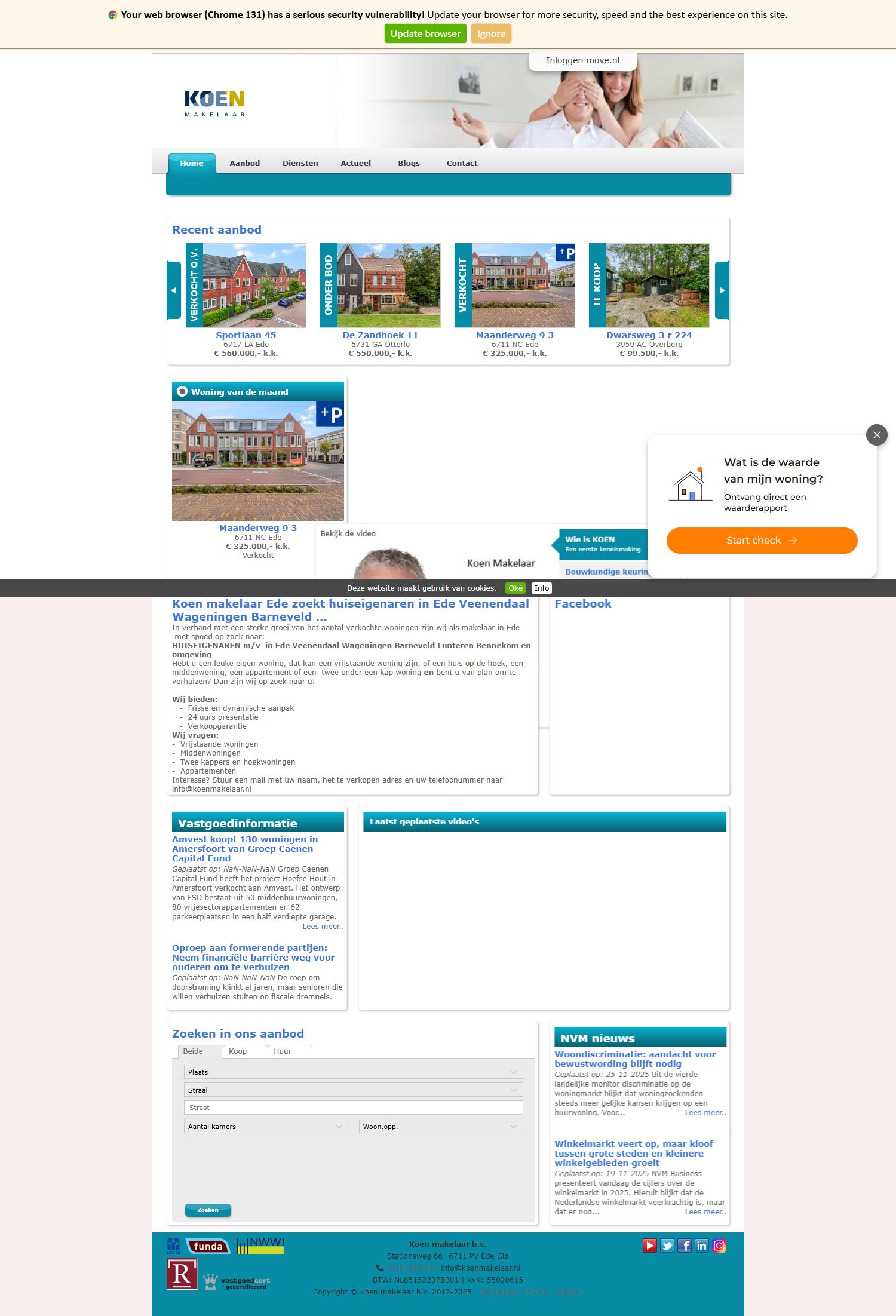 Capture d'écran du site web de www.koenmakelaar.nl