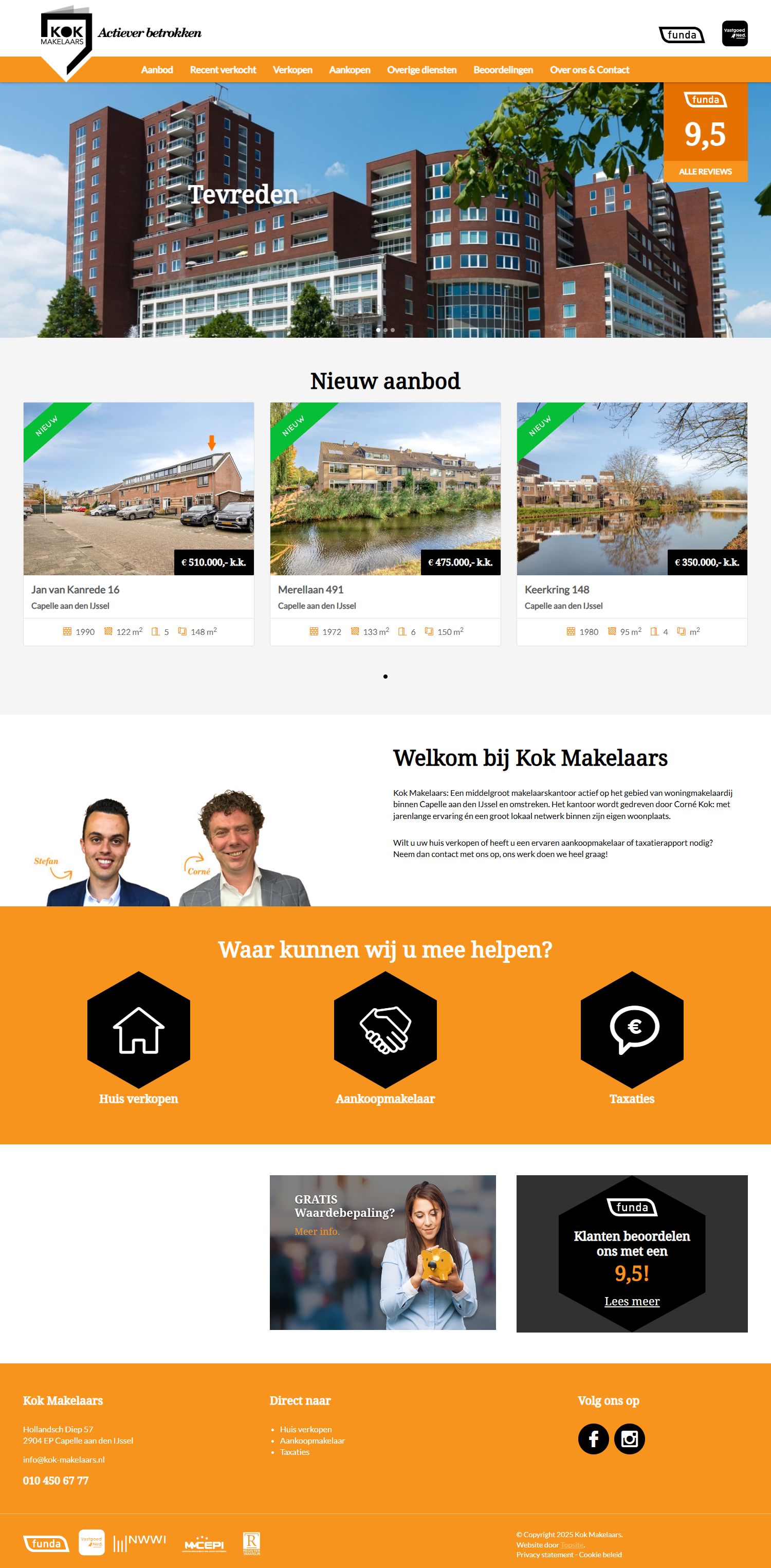Screenshot of the website of www.kok-makelaars.nl