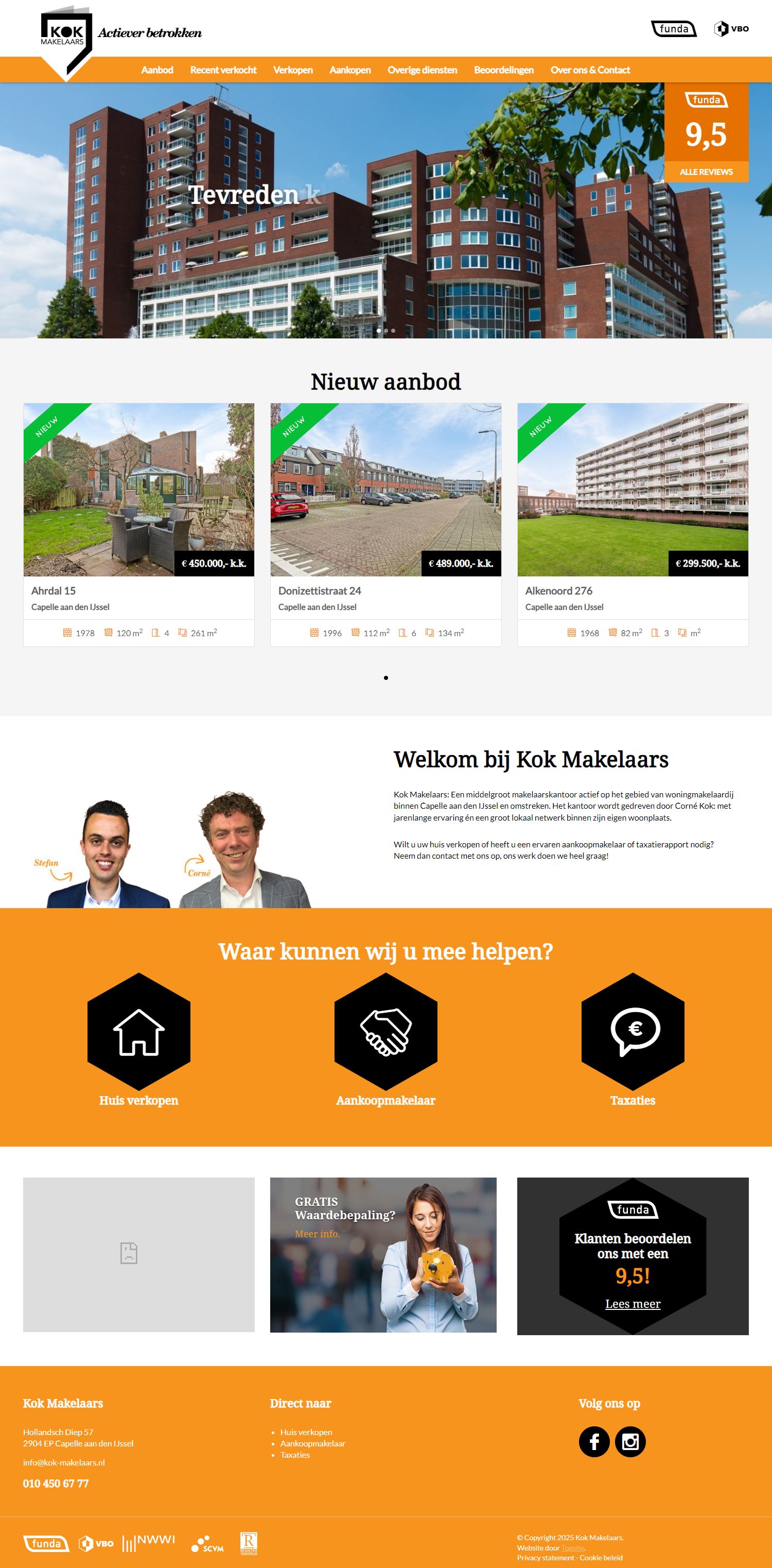 Screenshot van de website van www.kok-makelaars.nl