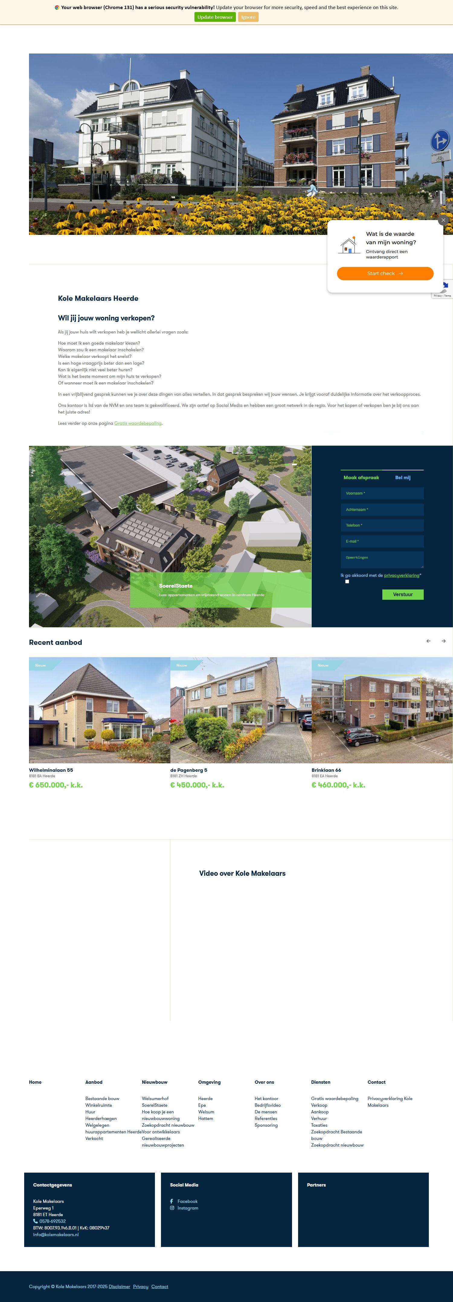 Screenshot of the website of www.kolemakelaars.nl