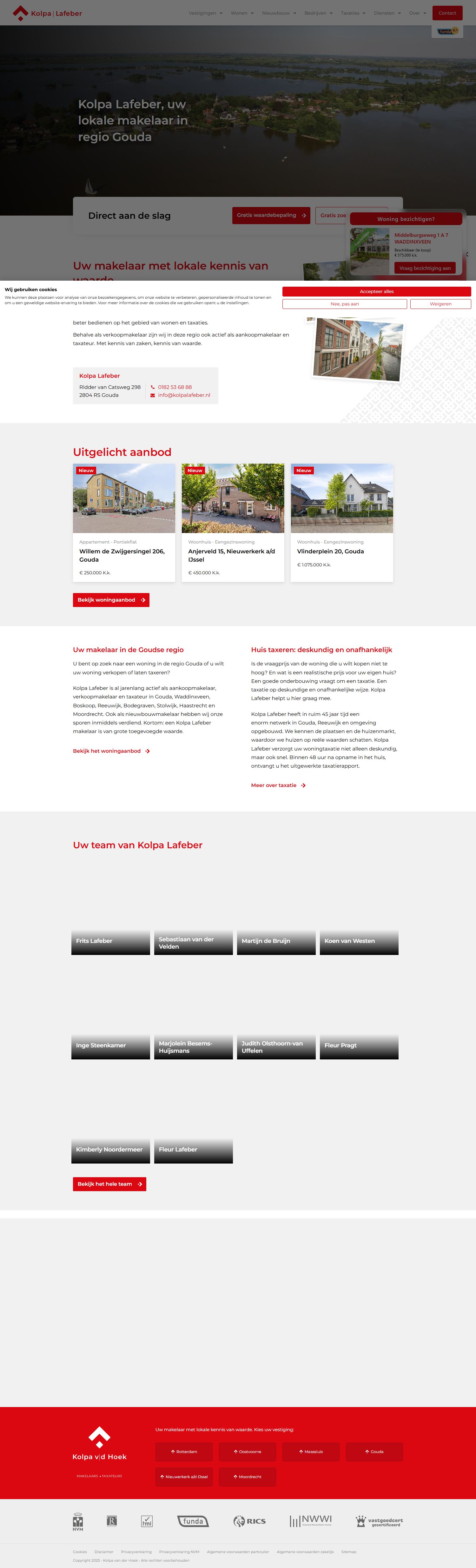 Screenshot of the website of www.kolpavanderhoek.nl