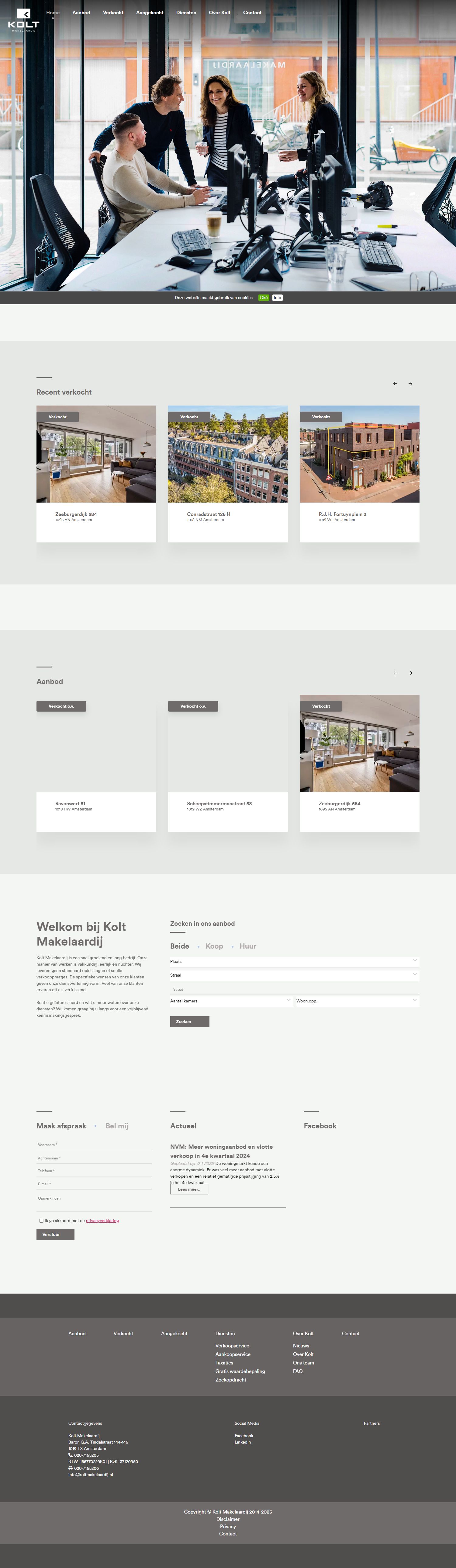 Screenshot van de website van www.koltmakelaardij.nl