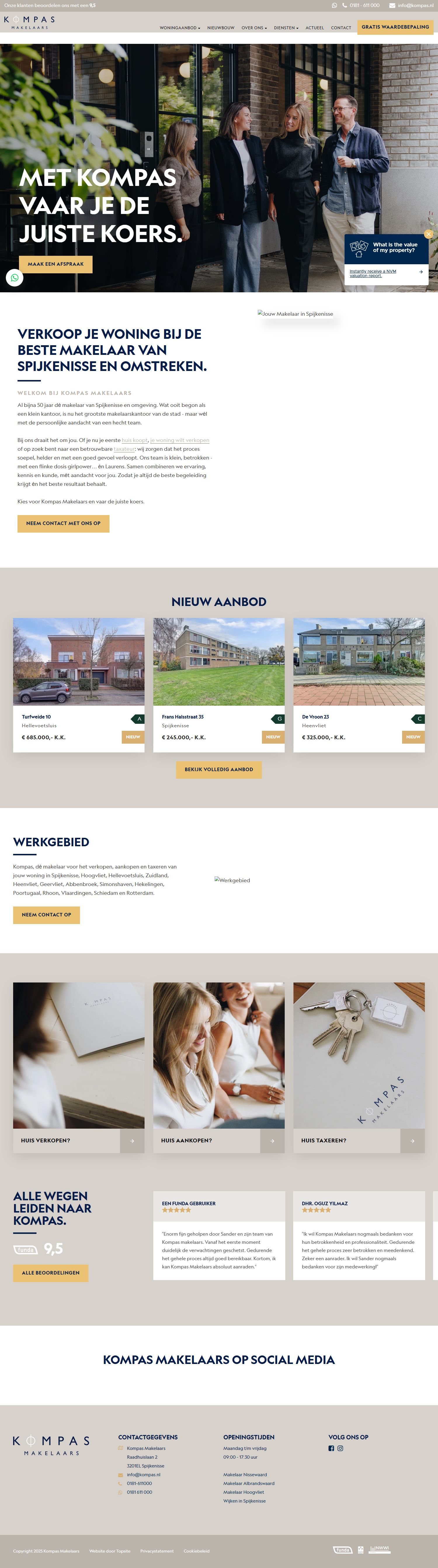 Screenshot of the website of www.kompas.nl