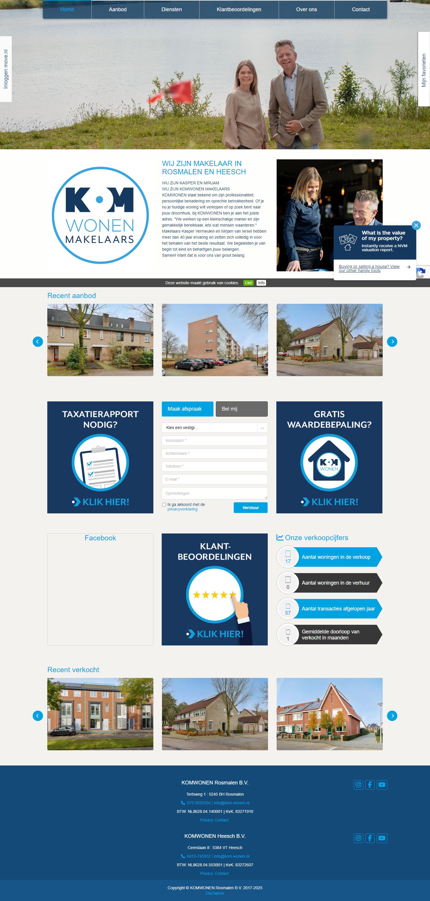 Screenshot van de website van www.kom-wonen.nl