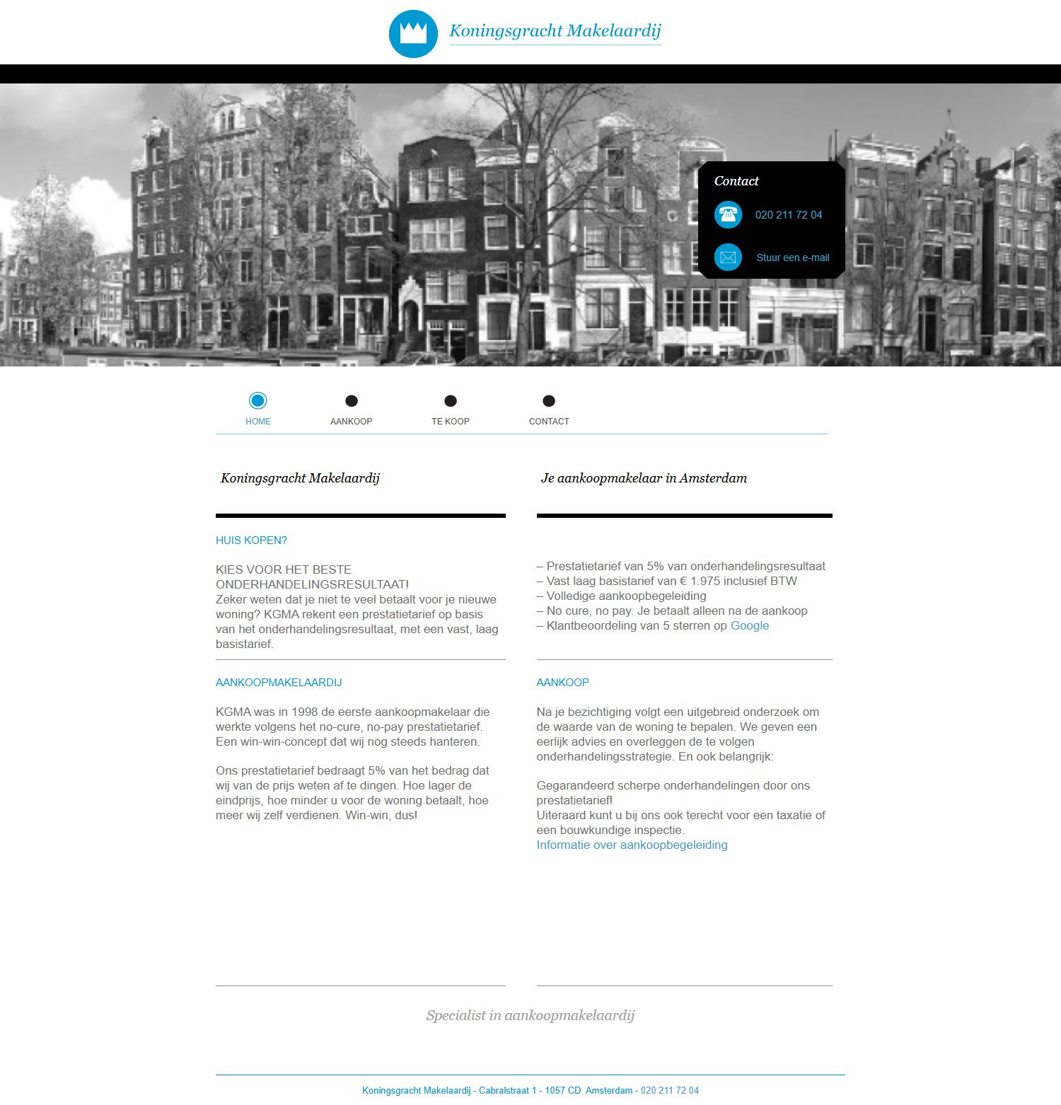 Screenshot van de website van kgma.nl