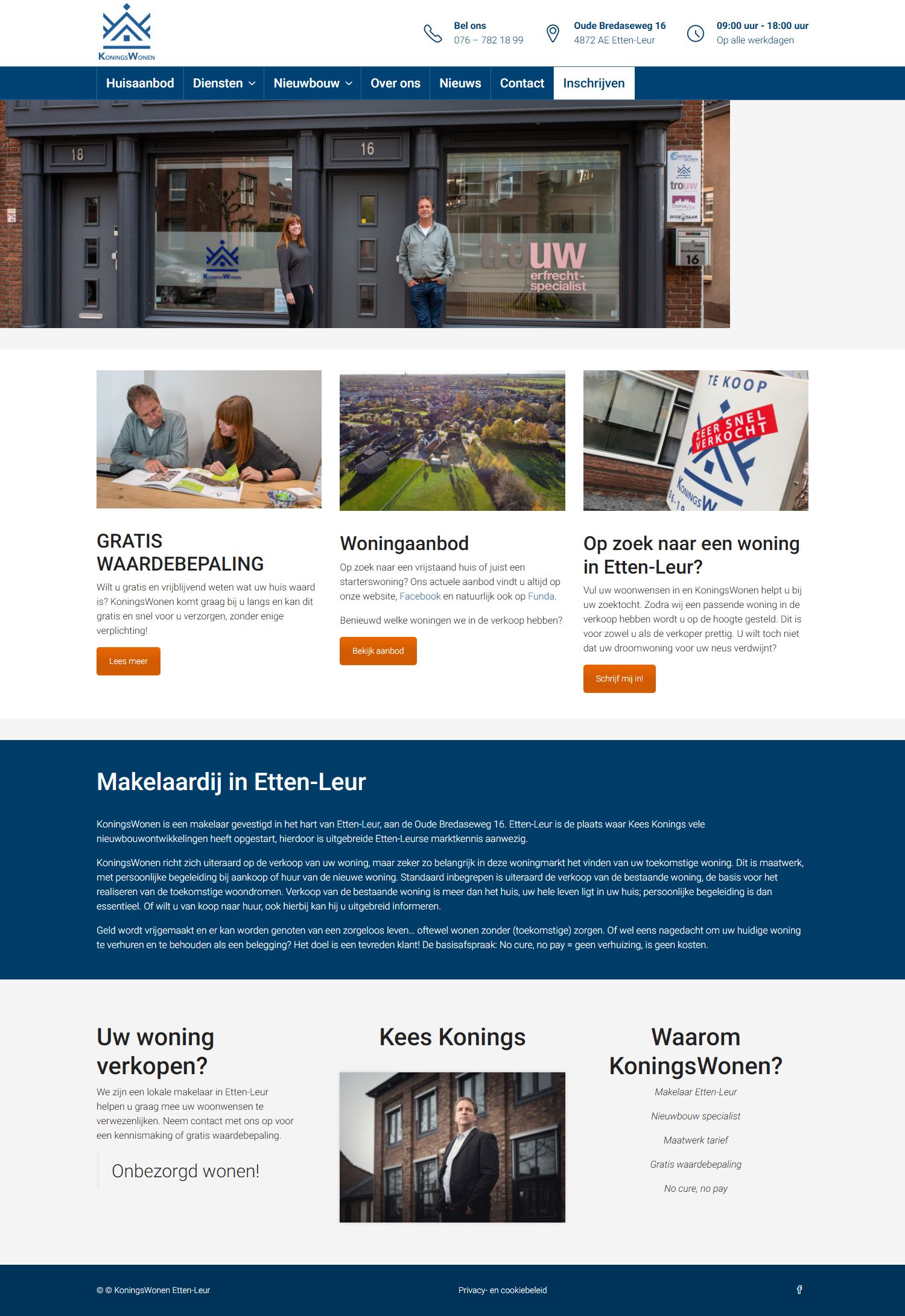 Screenshot van de website van www.koningswonen.nl