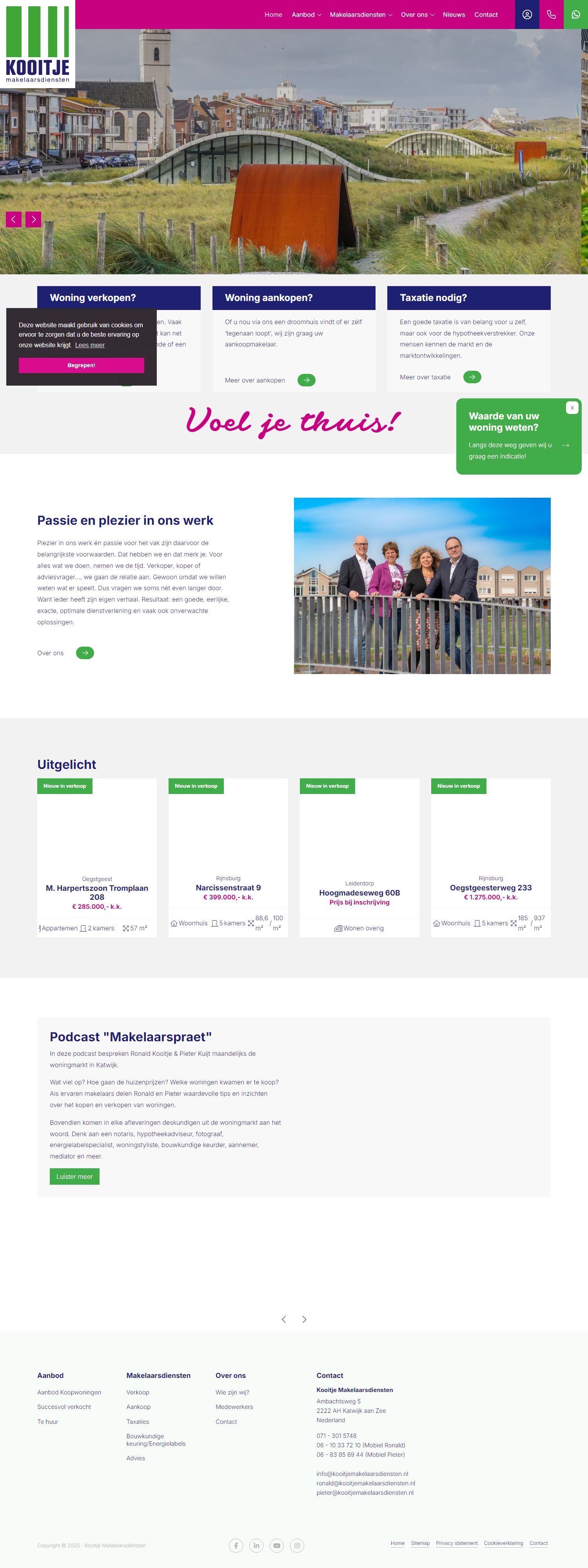 Screenshot van de website van www.kooitjemakelaarsdiensten.nl
