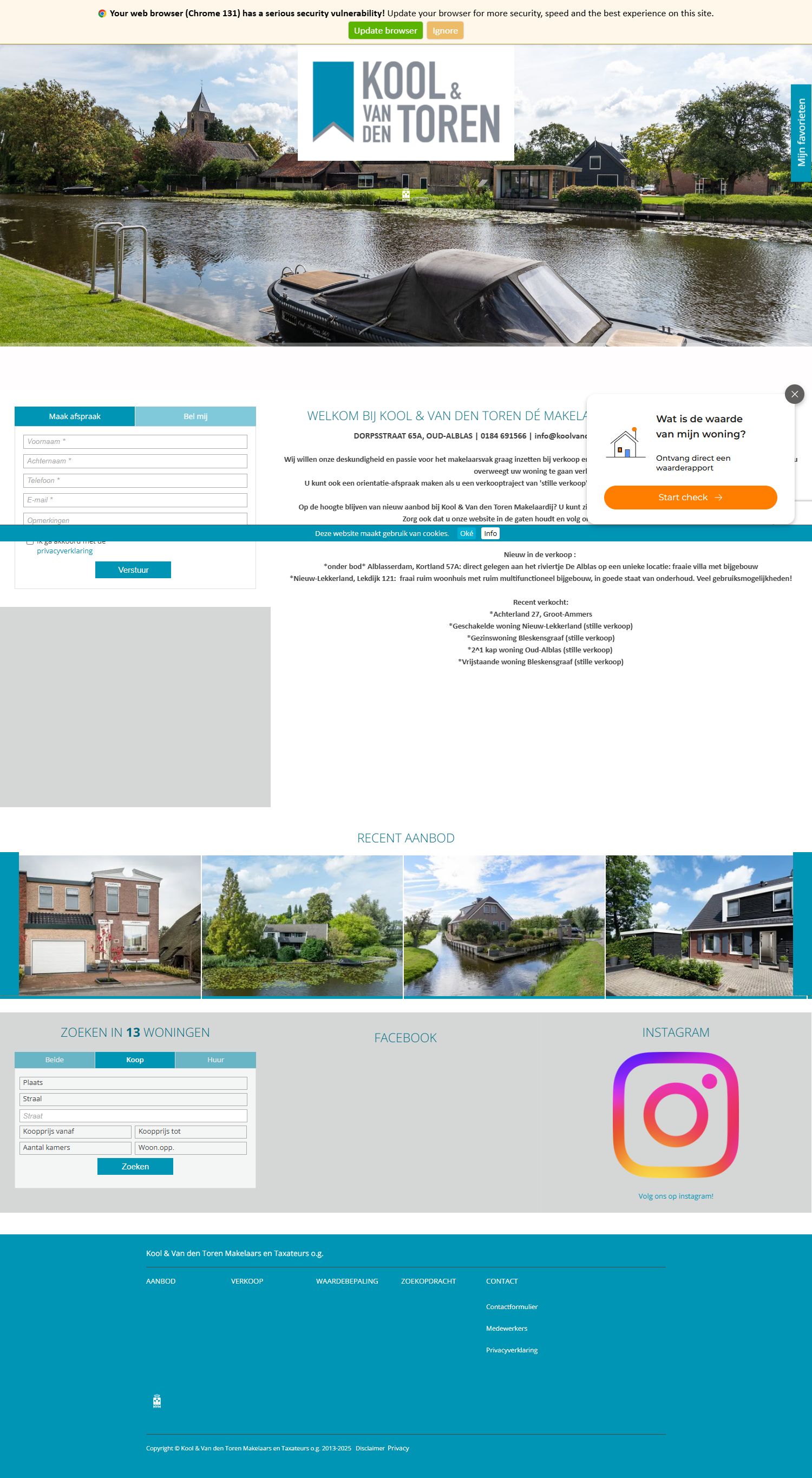 Screenshot of the website of www.koolvandentoren.nl