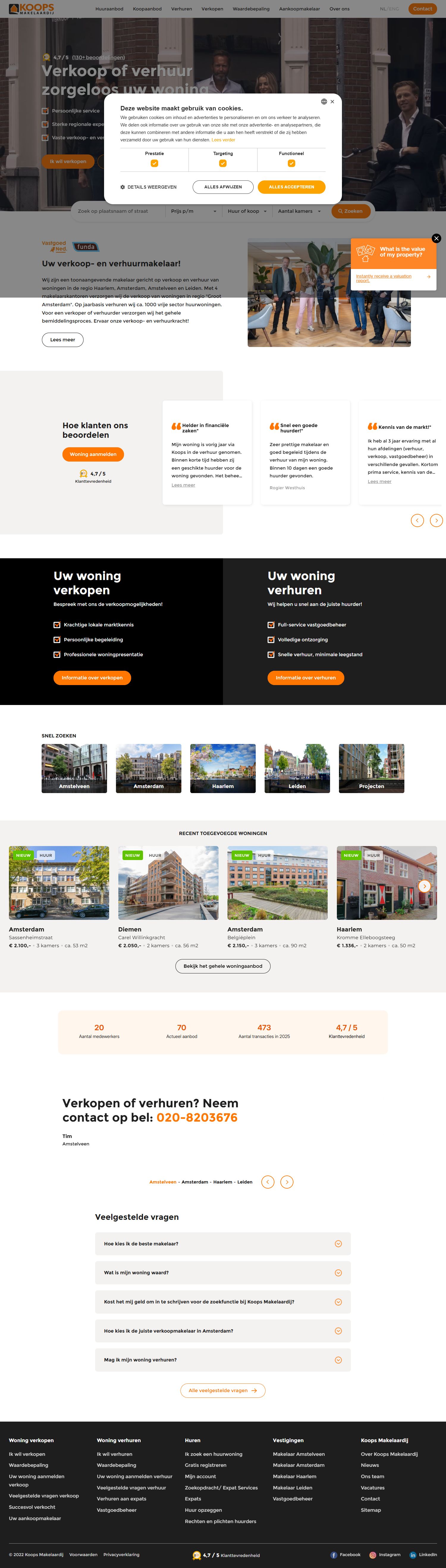 Screenshot of the website of www.koopsmakelaardij.nl