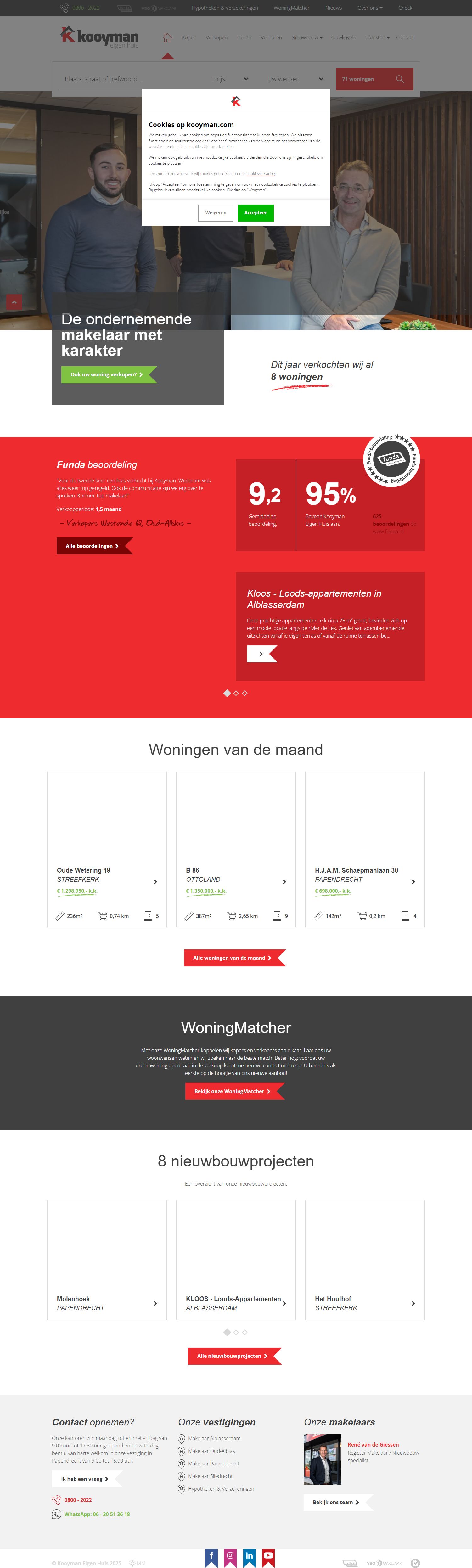 Screenshot van de website van www.kooymaneigenhuis.nl