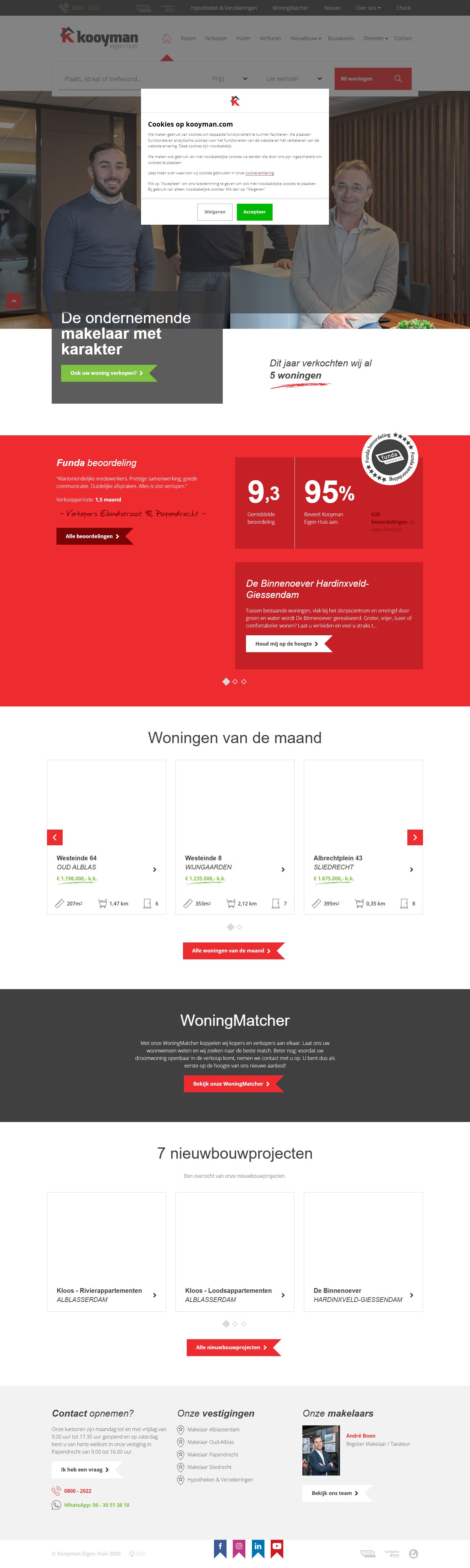 Screenshot van de website van www.kooymaneigenhuis.nl