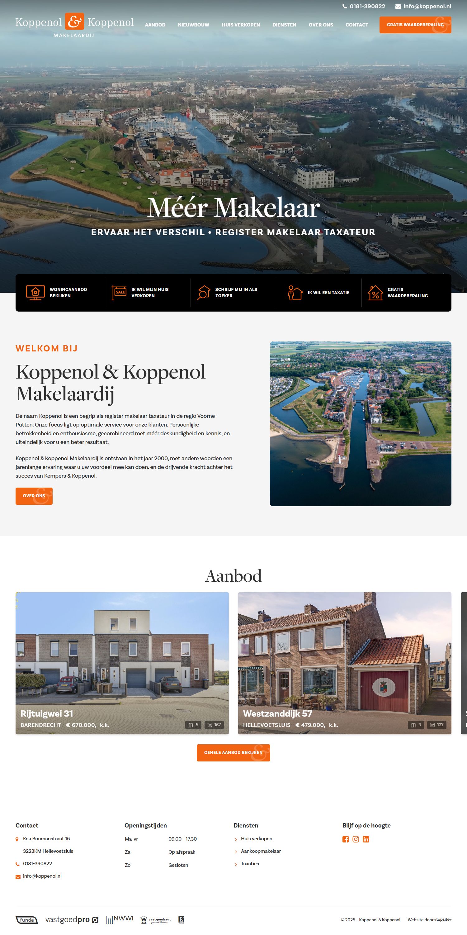 Screenshot van de website van www.koppenol.nl