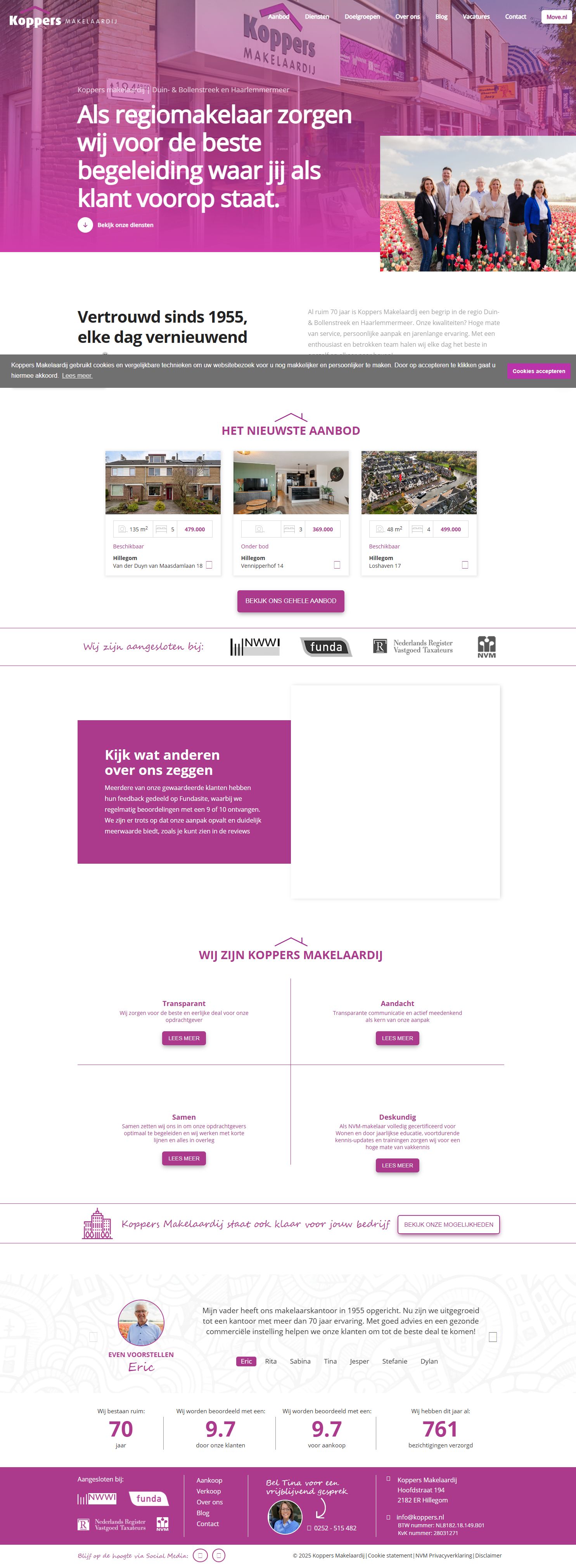 Screenshot van de website van www.koppers.nl