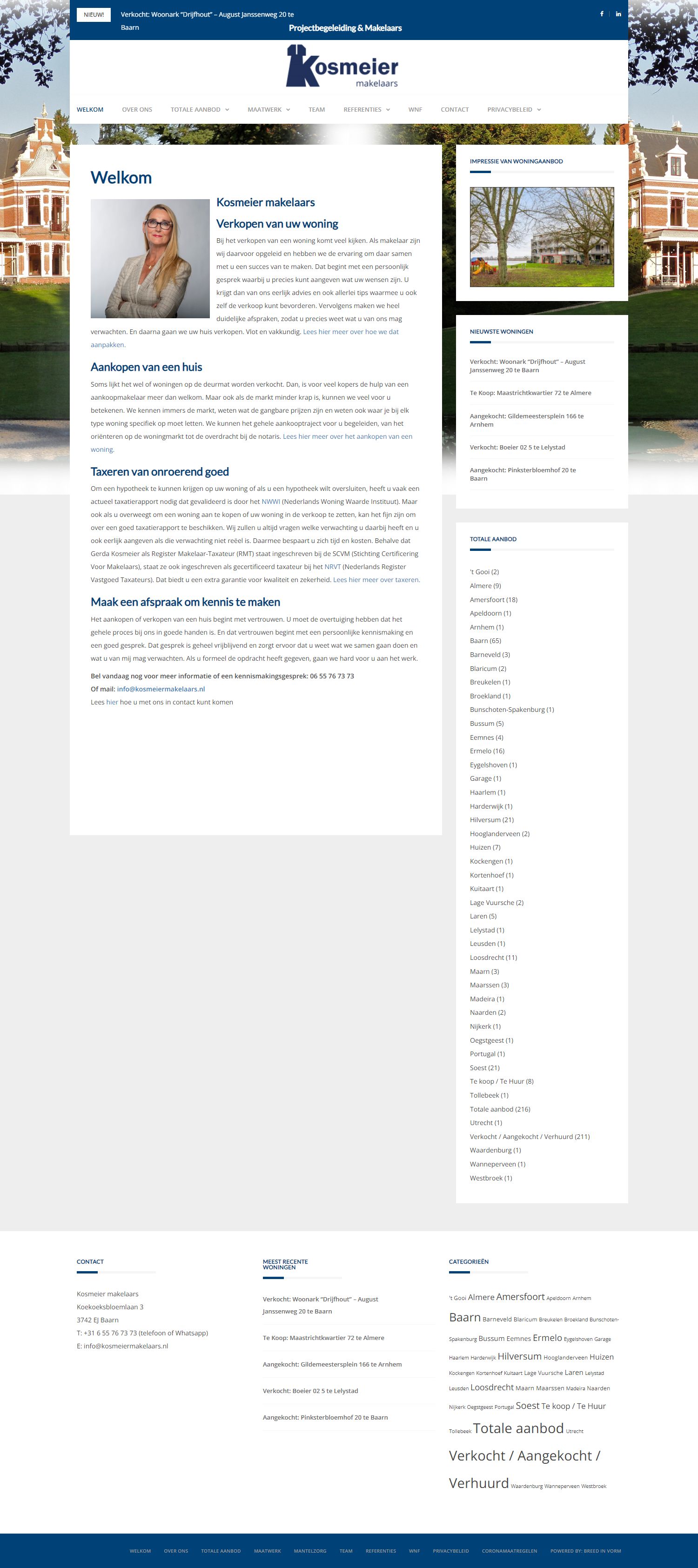 Screenshot van de website van www.kosmeiermakelaars.nl