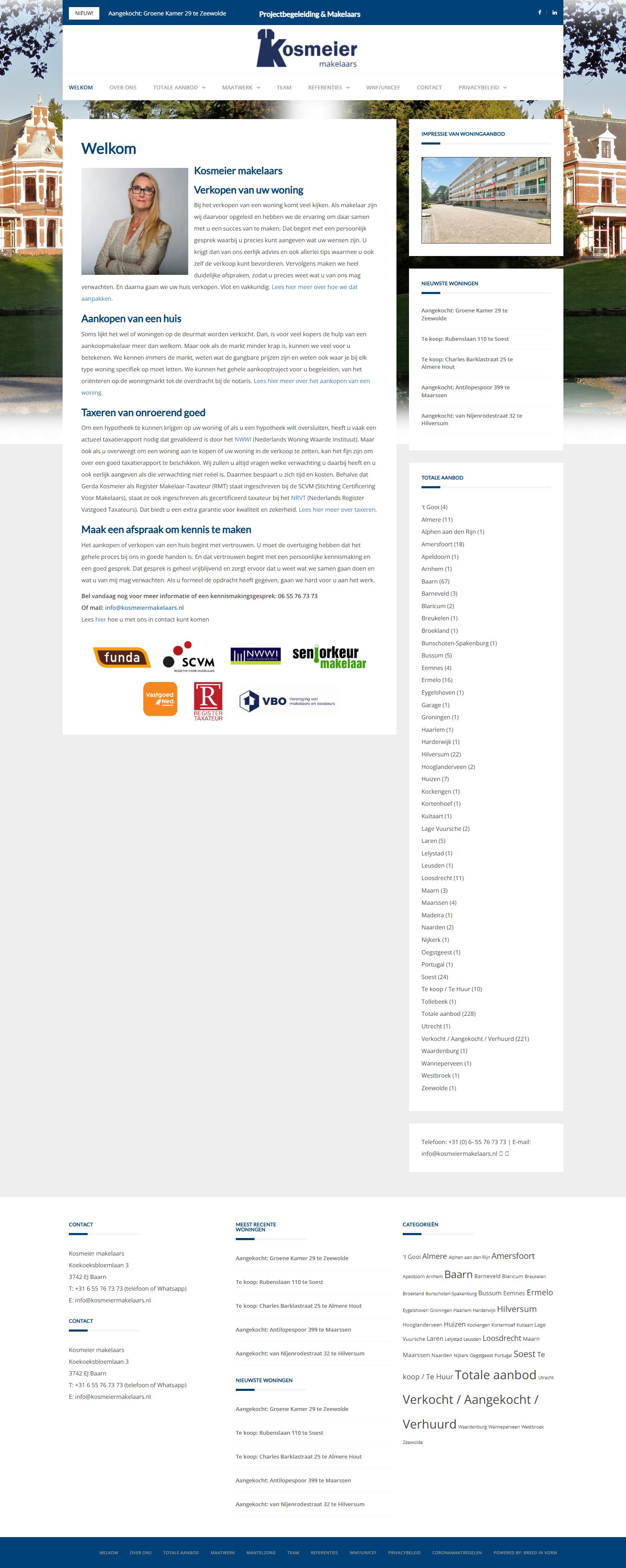 Capture d'écran du site web de www.kosmeiermakelaars.nl