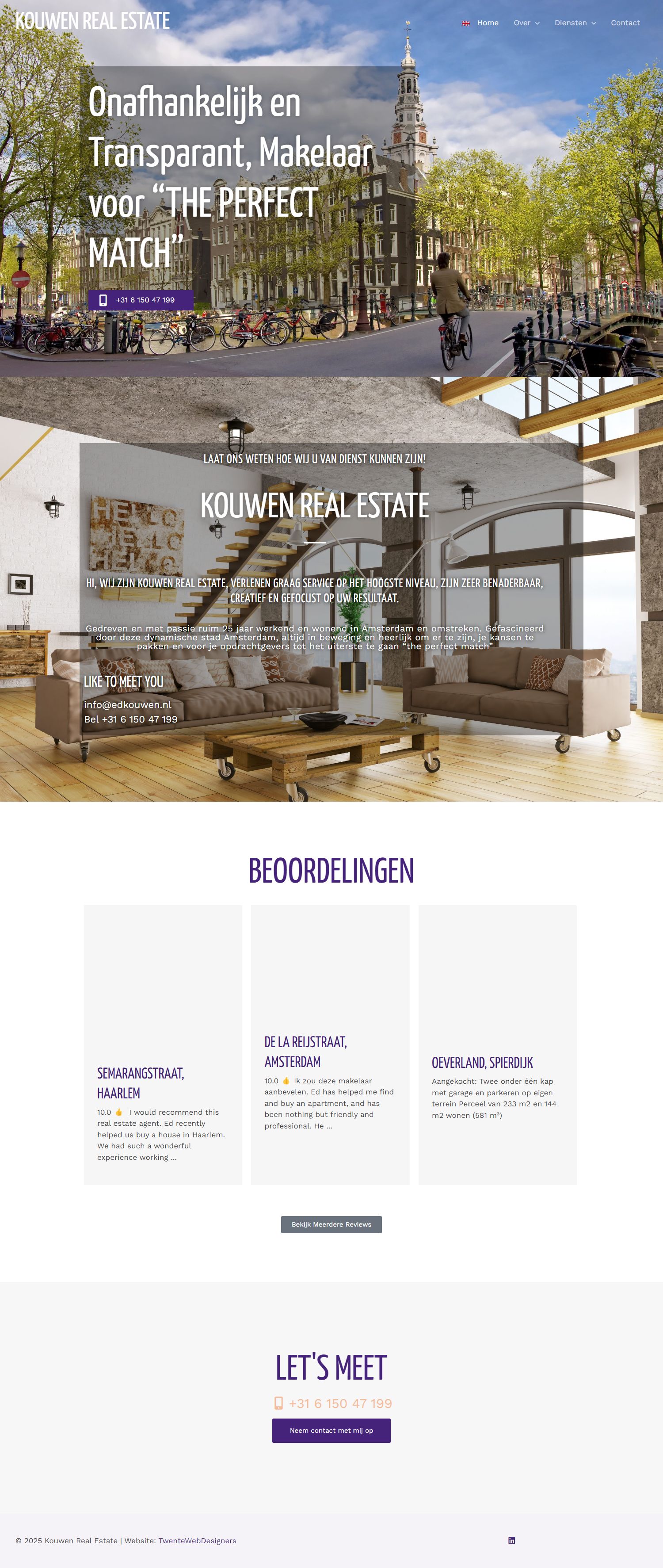 Screenshot van de website van www.kouwenrealestate.nl