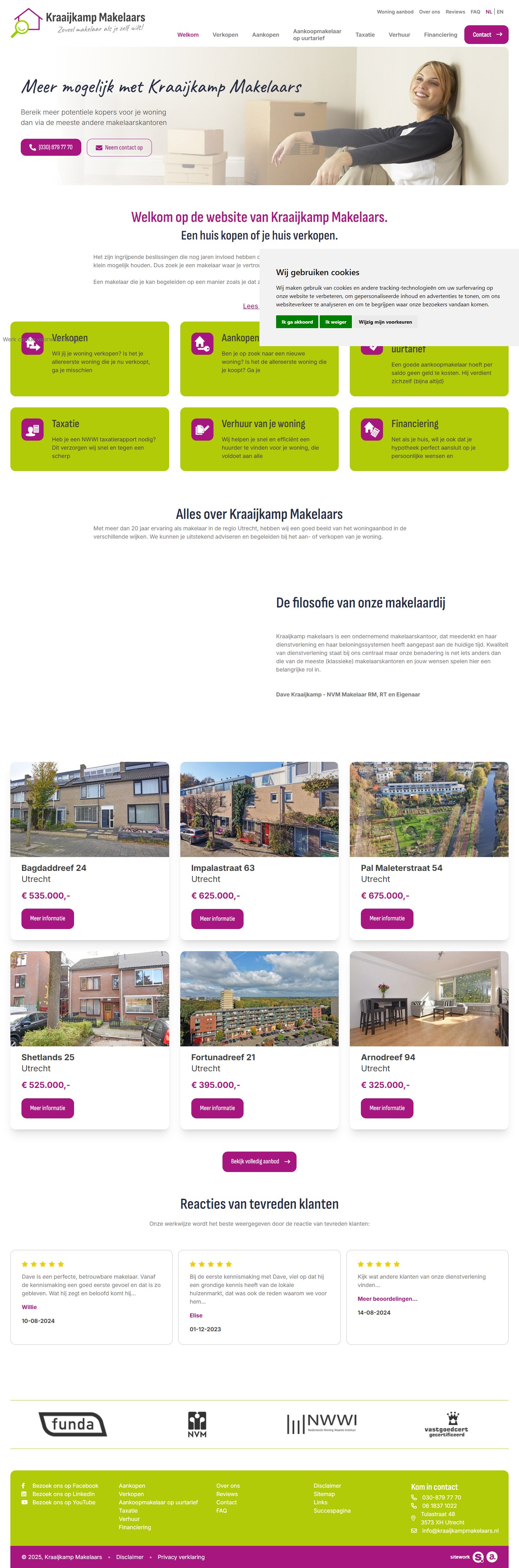 Capture d'écran du site web de www.kraaijkampmakelaars.nl