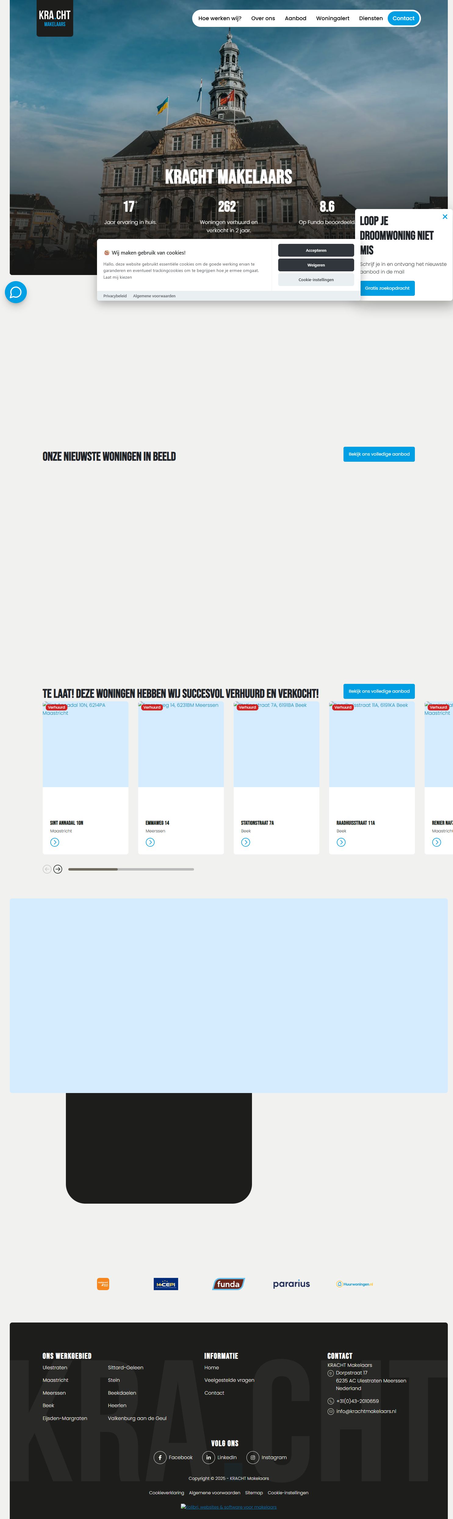Screenshot of the website of www.krachtmakelaars.nl
