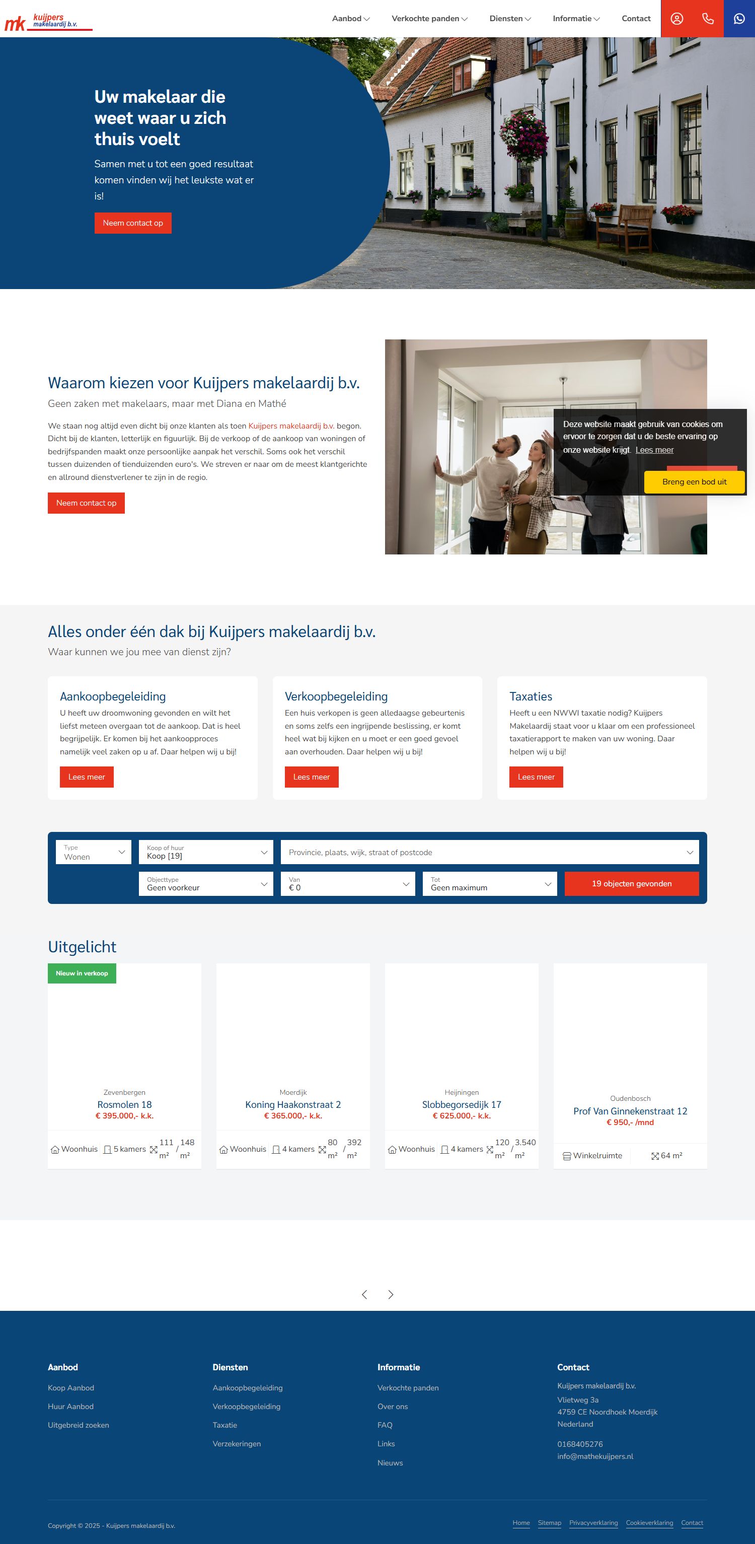 Screenshot of the website of www.kuijpersmakelaardij.nl