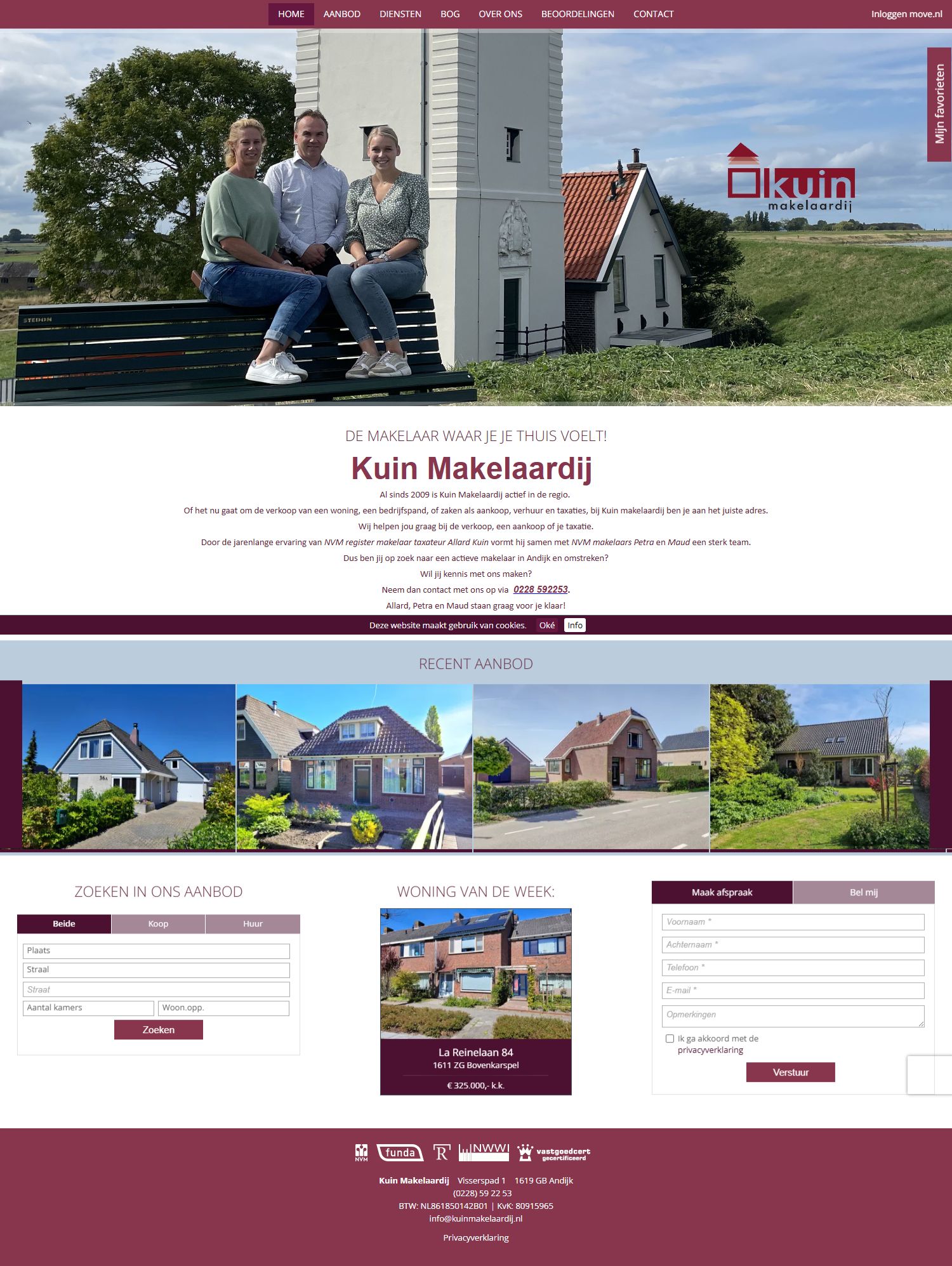 Screenshot der Website von www.kuinmakelaardij.nl