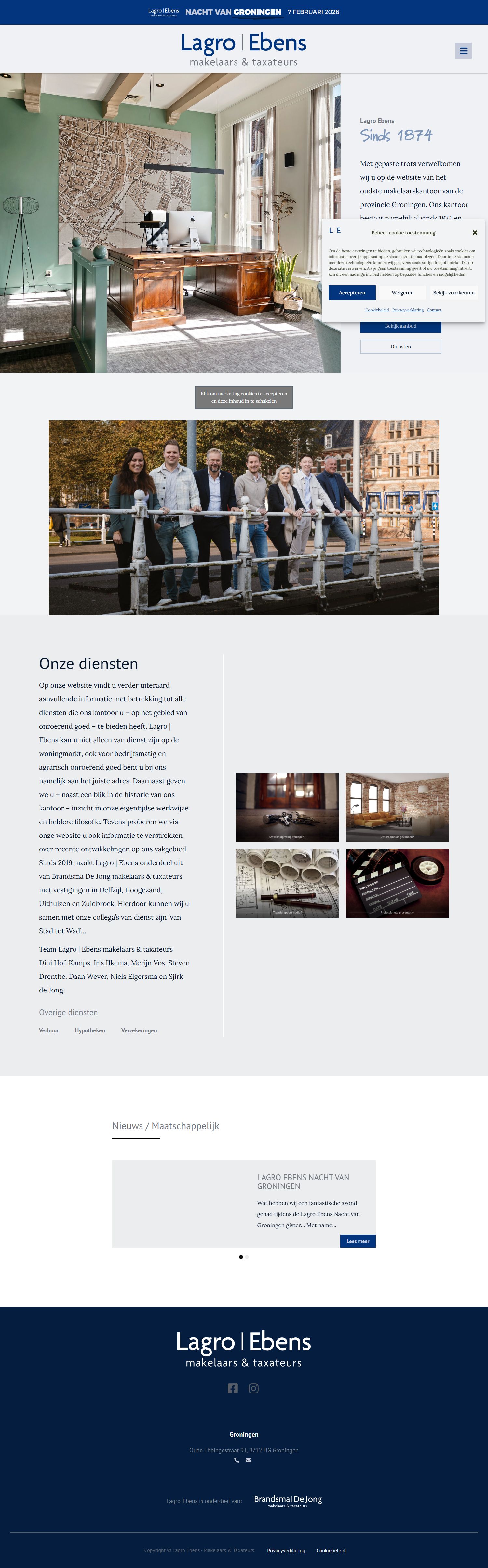 Screenshot of the website of www.lagro-ebens.nl