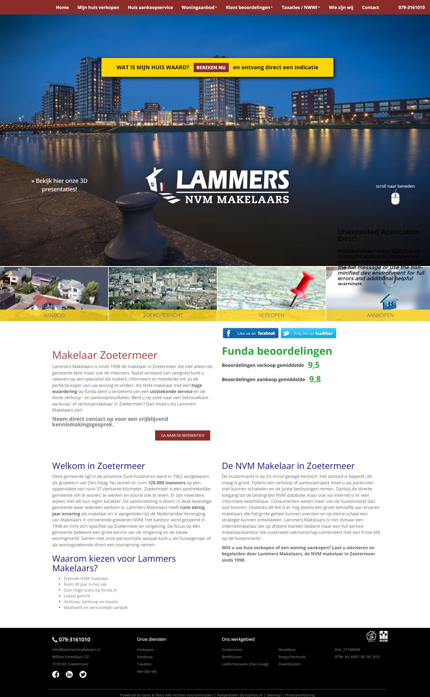 Screenshot van de website van www.lammersmakelaars.nl