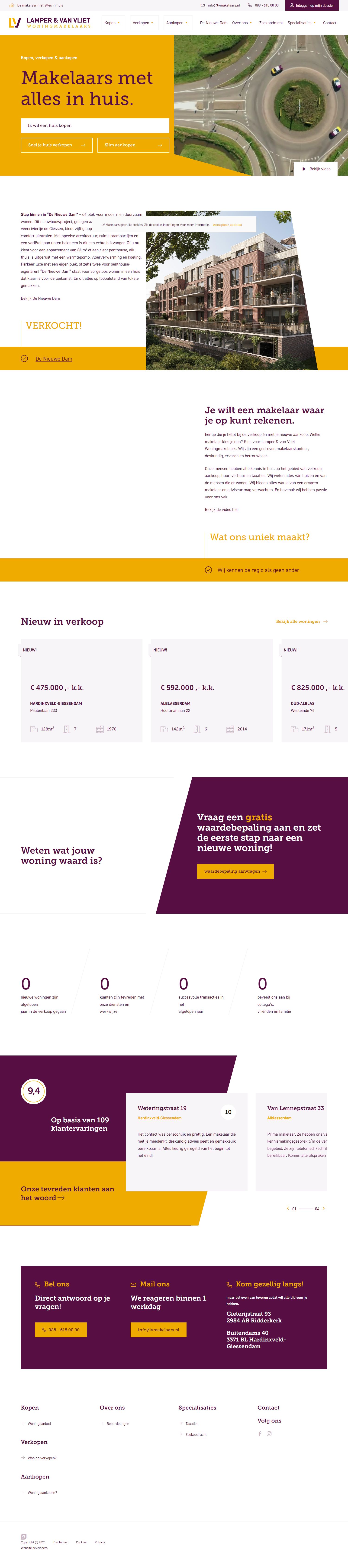 Screenshot van de website van www.lvmakelaars.nl