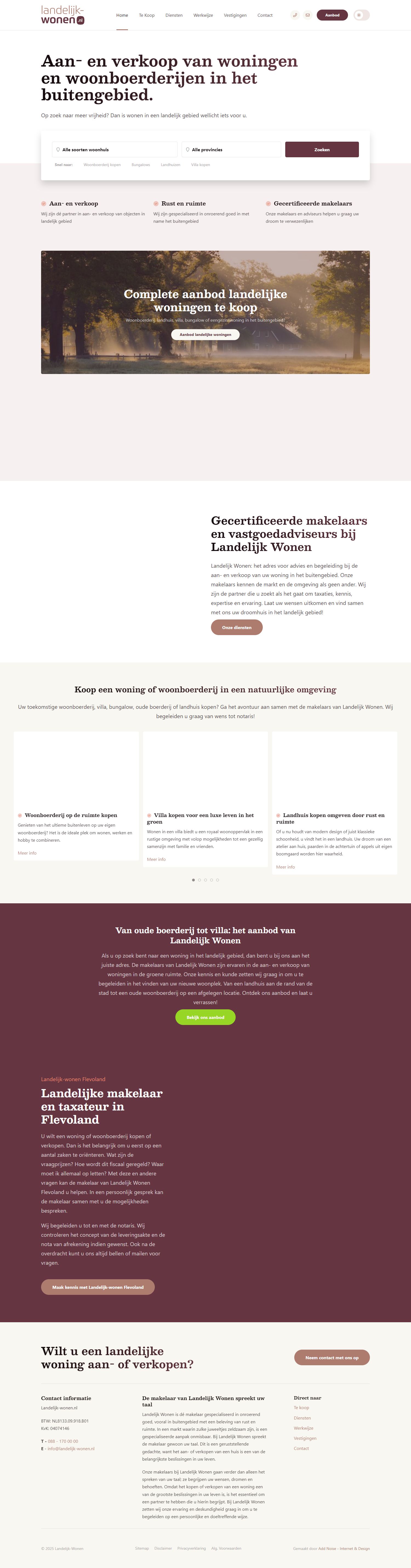 Screenshot van de website van www.landelijk-wonen.nl