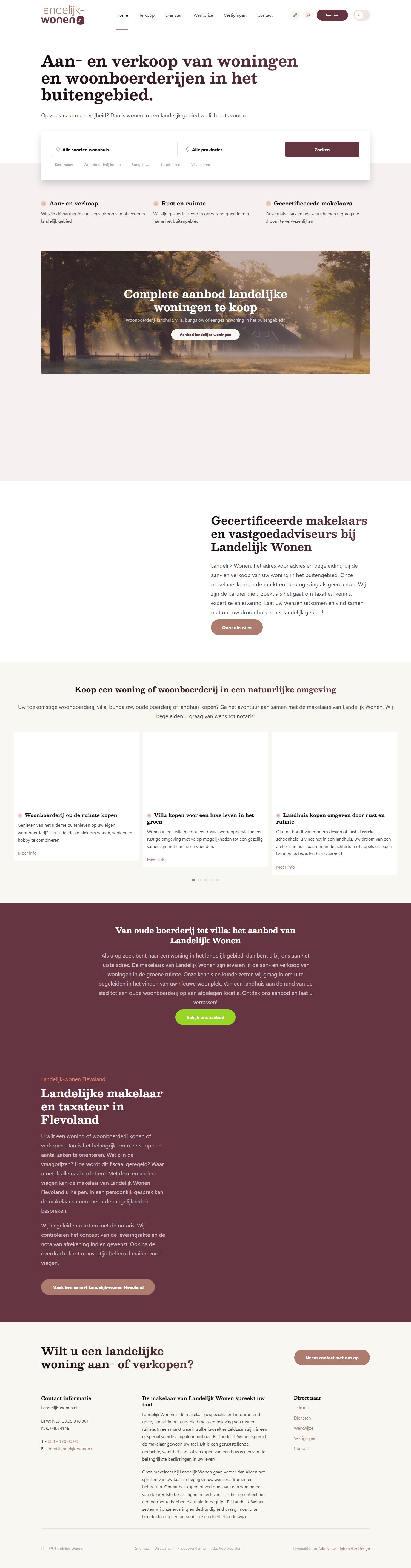 Screenshot of the website of www.landelijk-wonen.nl
