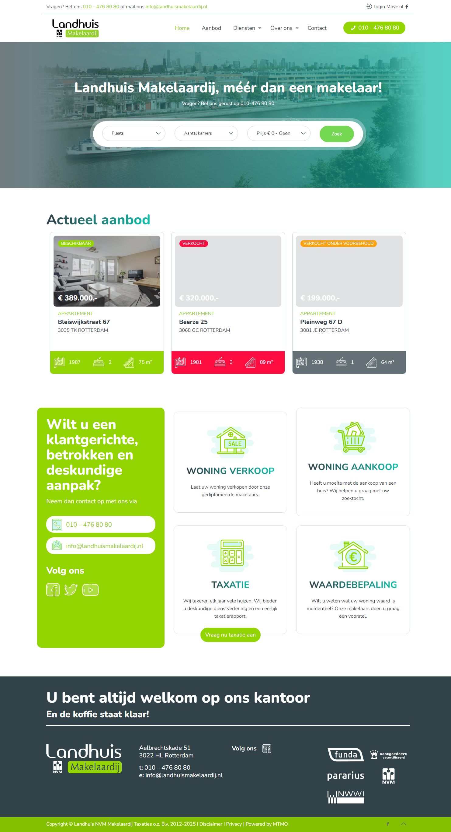 Screenshot van de website van www.landhuismakelaardij.nl