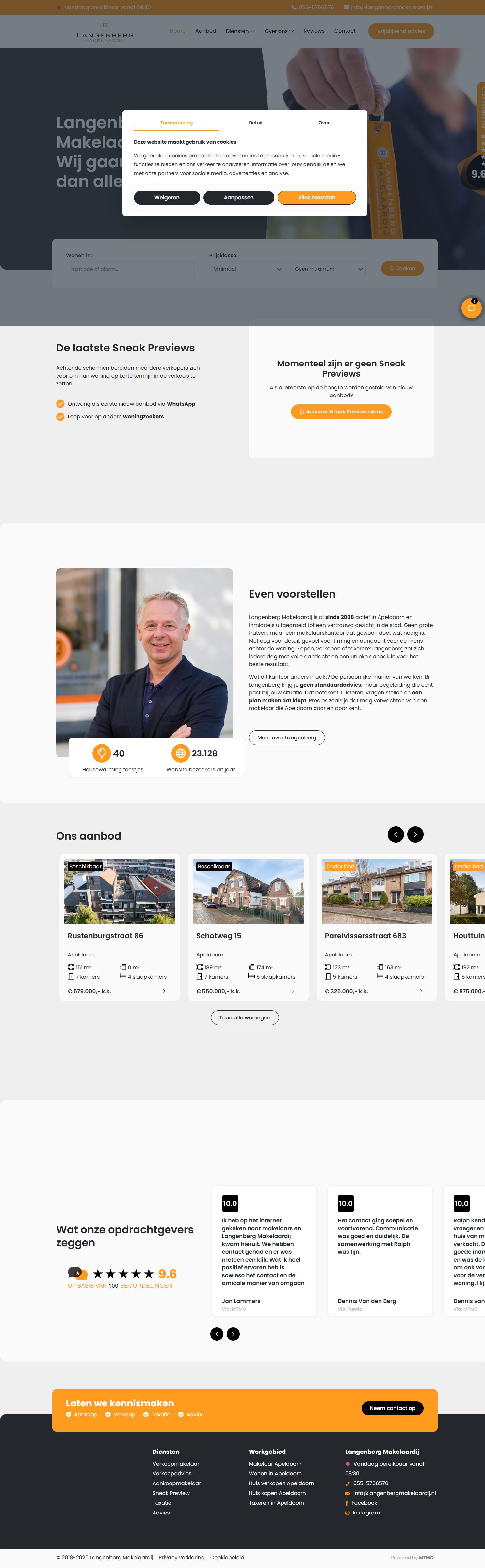Screenshot of the website of www.langenbergmakelaardij.nl